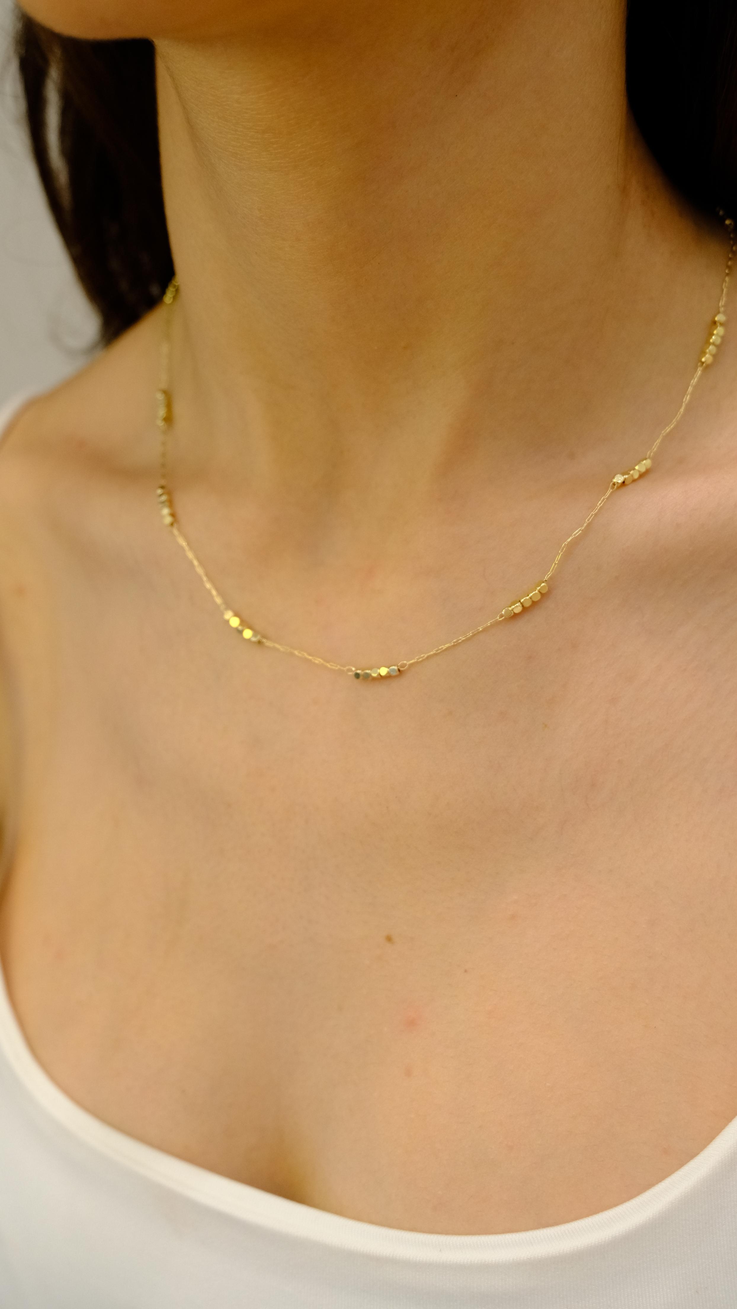Gold Mini Kare Topçuk Zincir Kolye