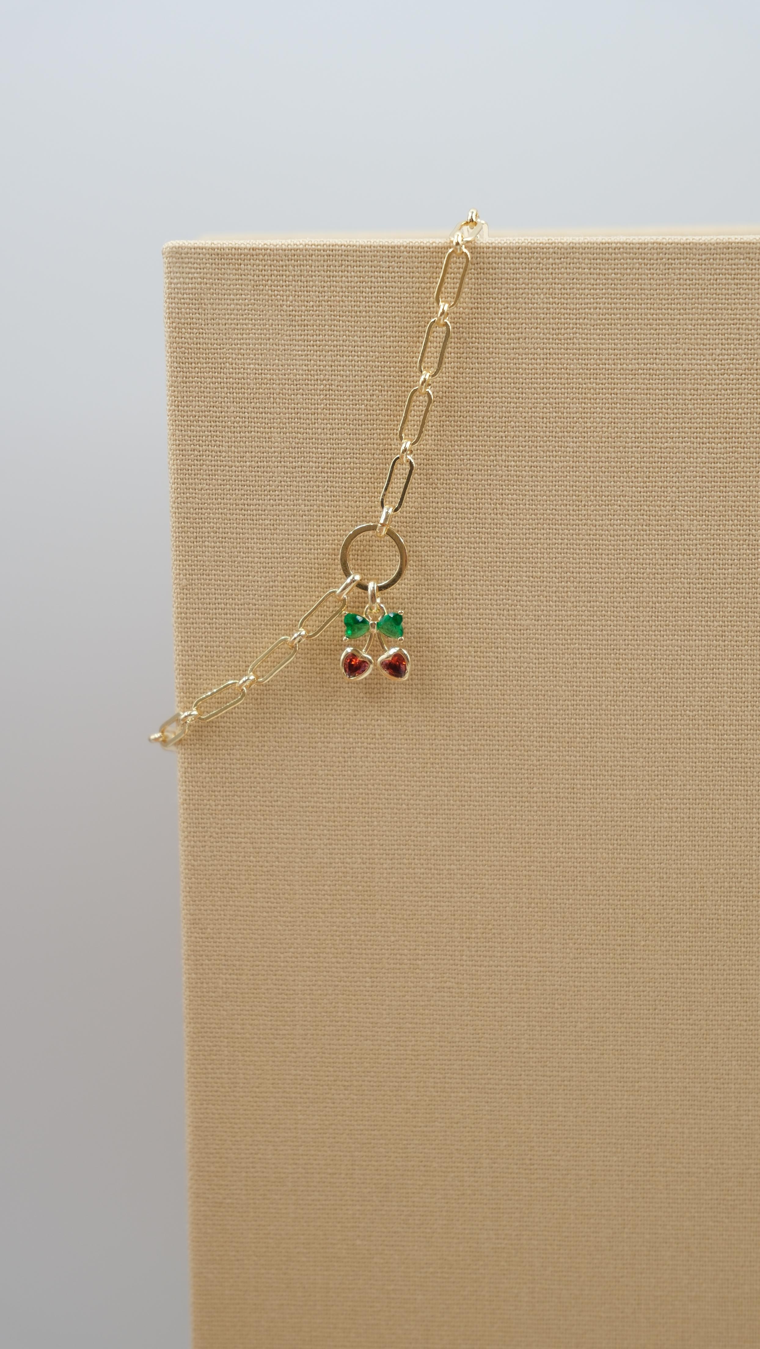 Gold Ataç Zincir Kiraz Model Halhal