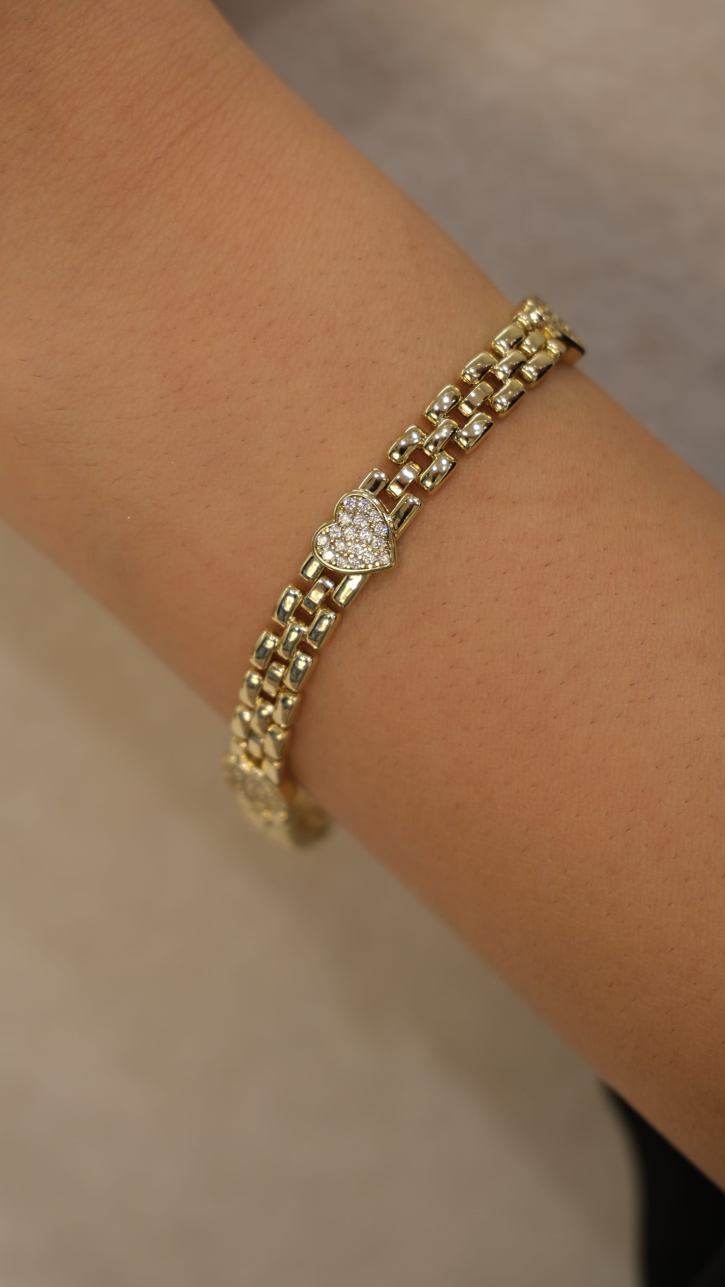 Gold 14K XP Kalp Figür Kordon Bileklik