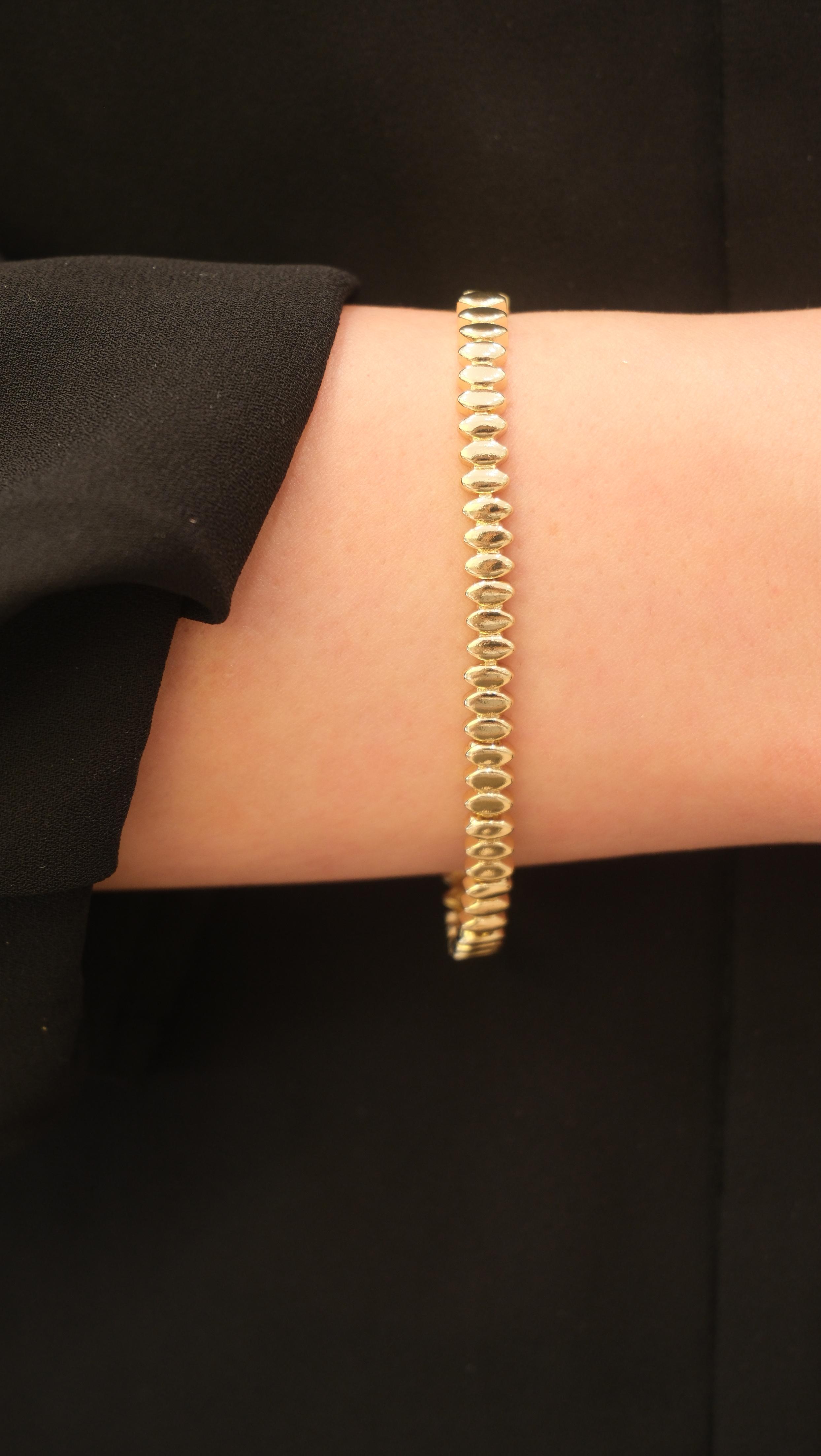 Gold 14K XP Mini Badem Plaka Bileklik