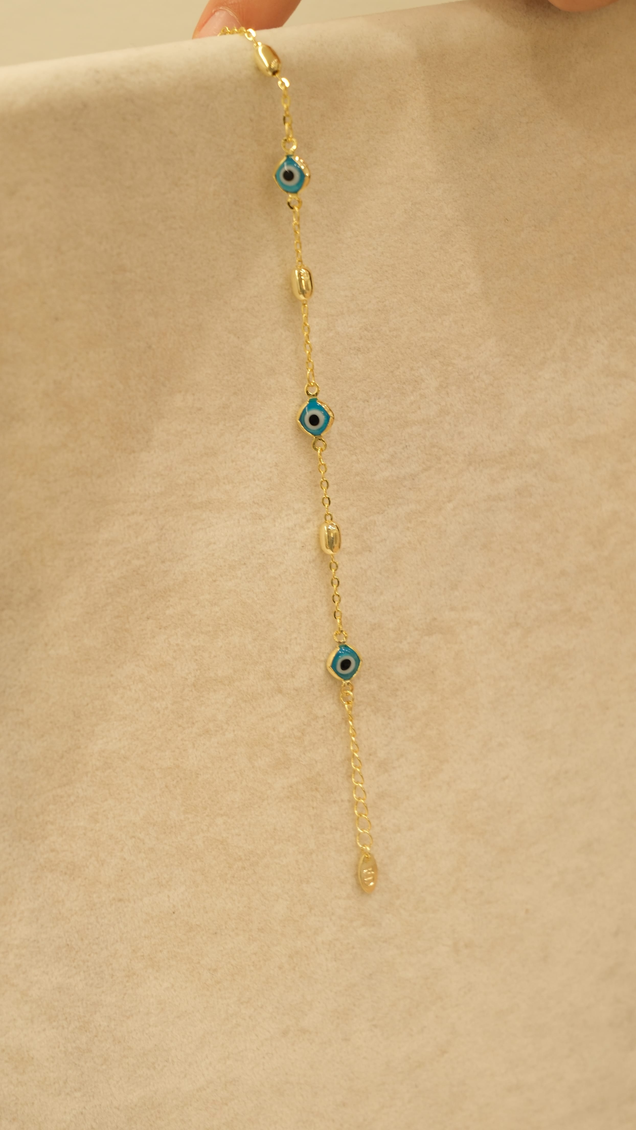 Gold 14k XP Topçuk ve Nazar Boncuk Detay Bileklik