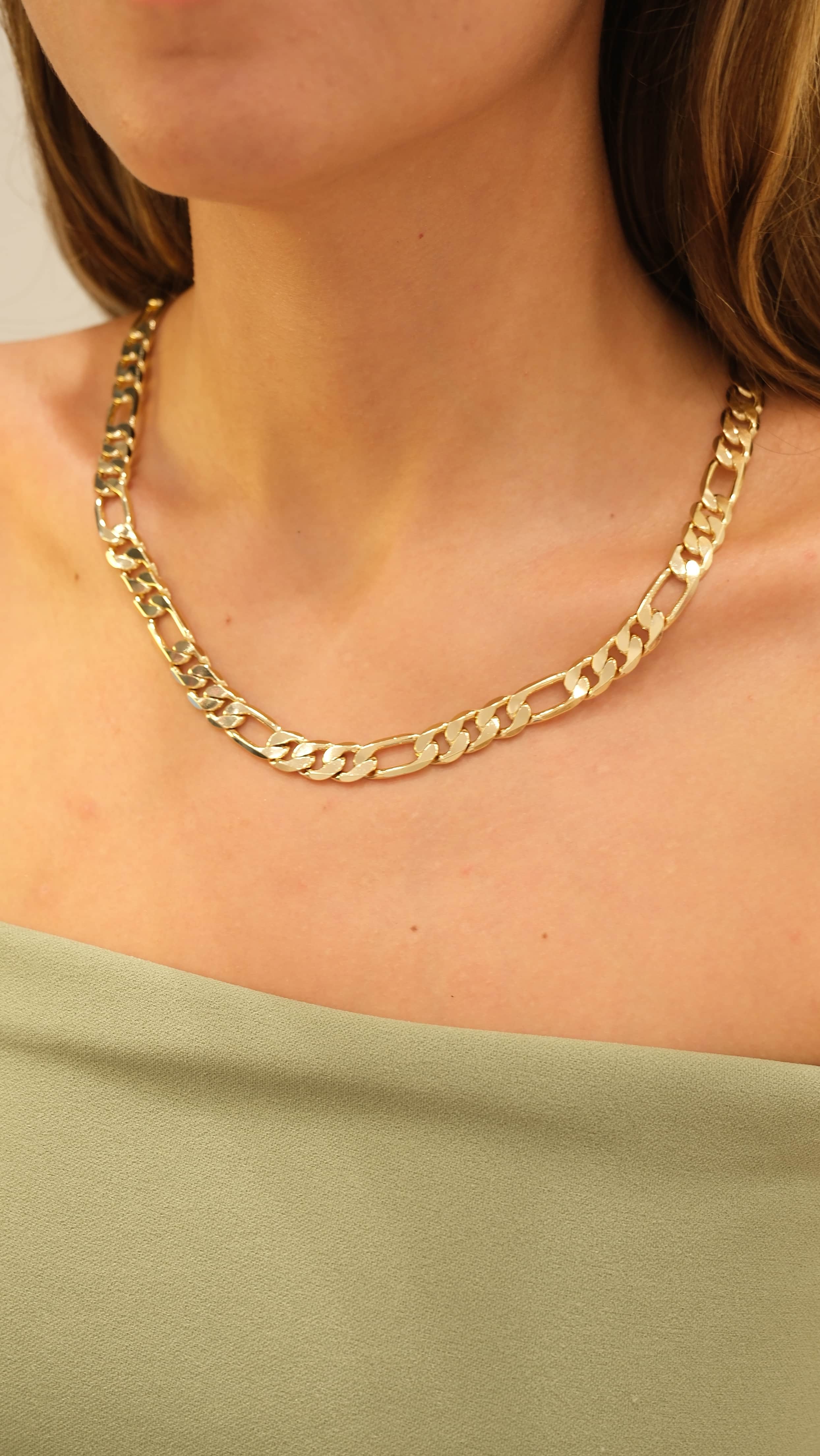 Gold 14k Özel Seri Kaplama Kalın Figaro Model Kolye