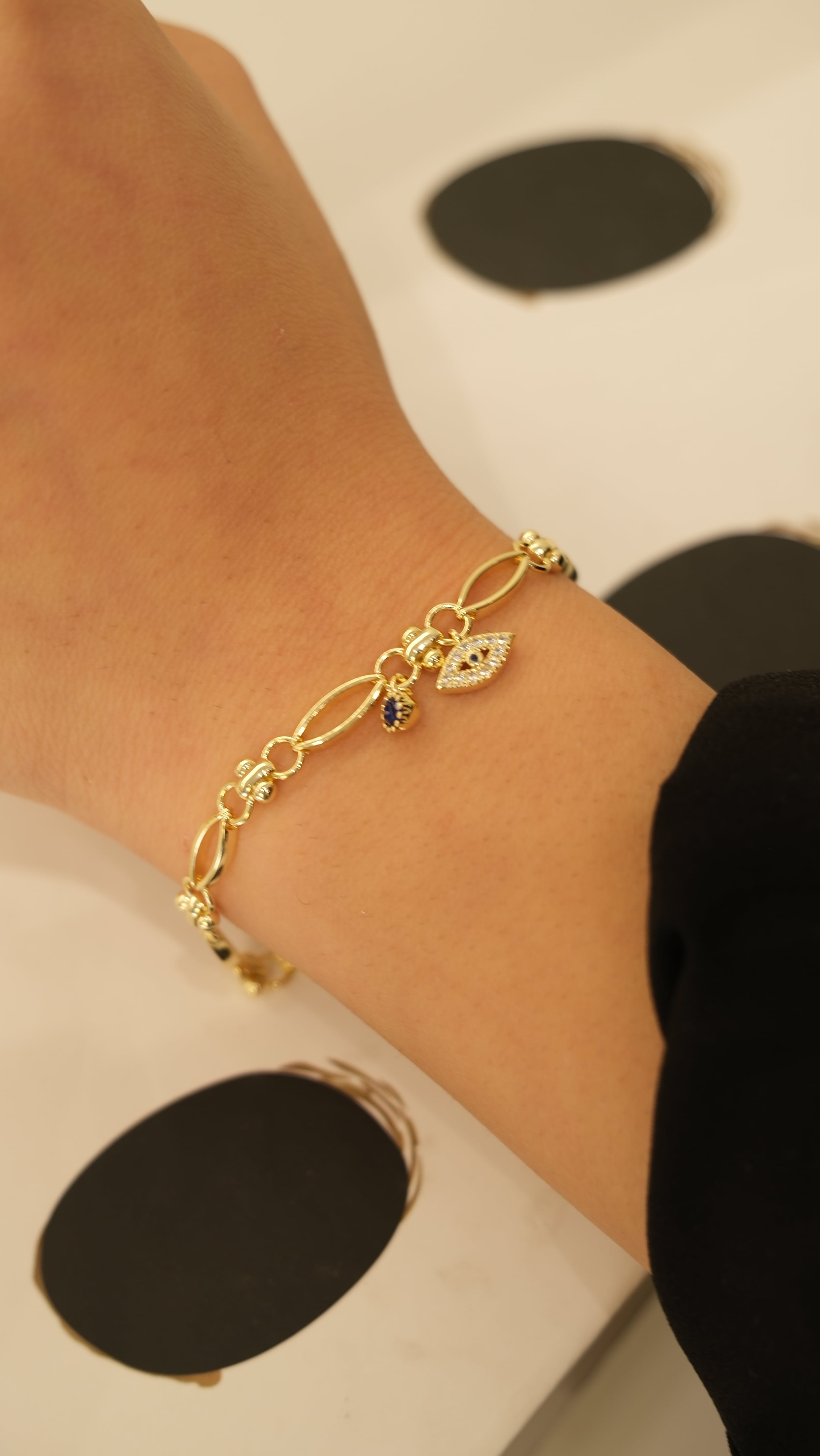 Gold 14k XP Göz Figür Zincir Bileklik