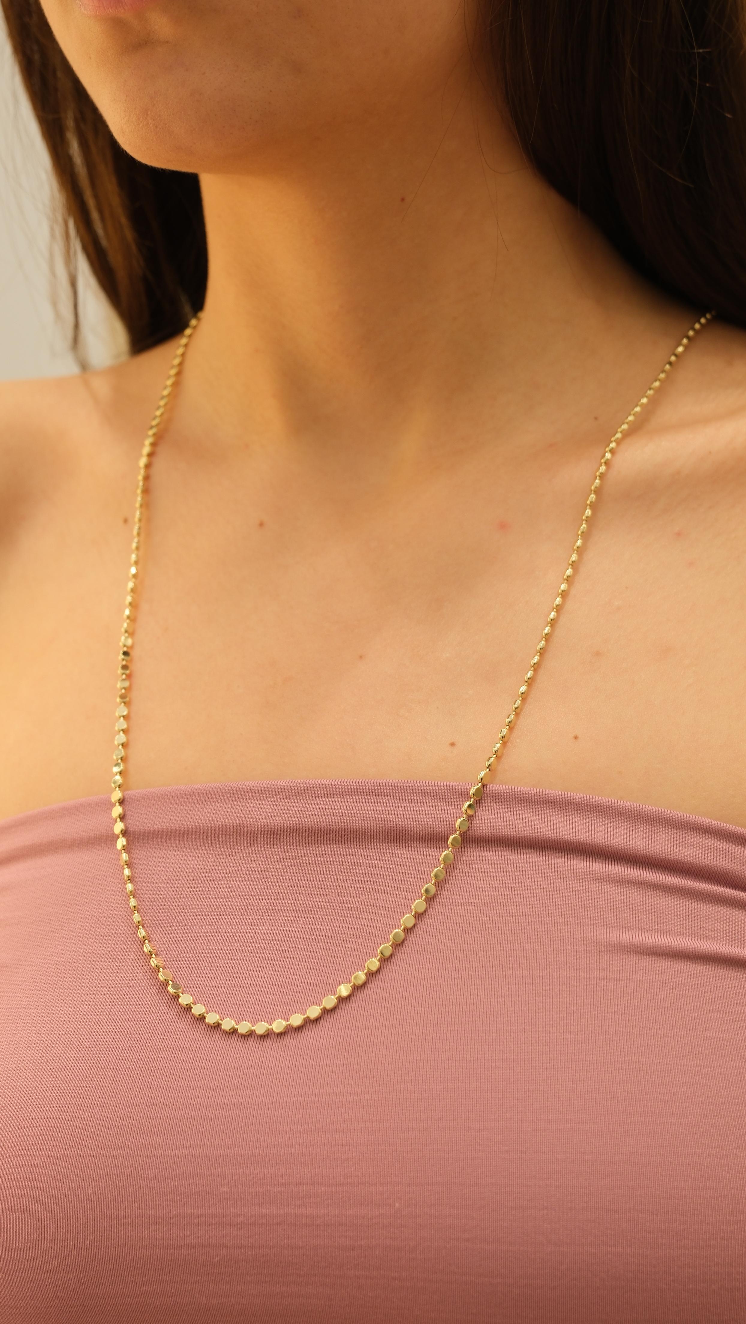 Gold 14K Özel Seri Pul Ezme Zincir Kolye