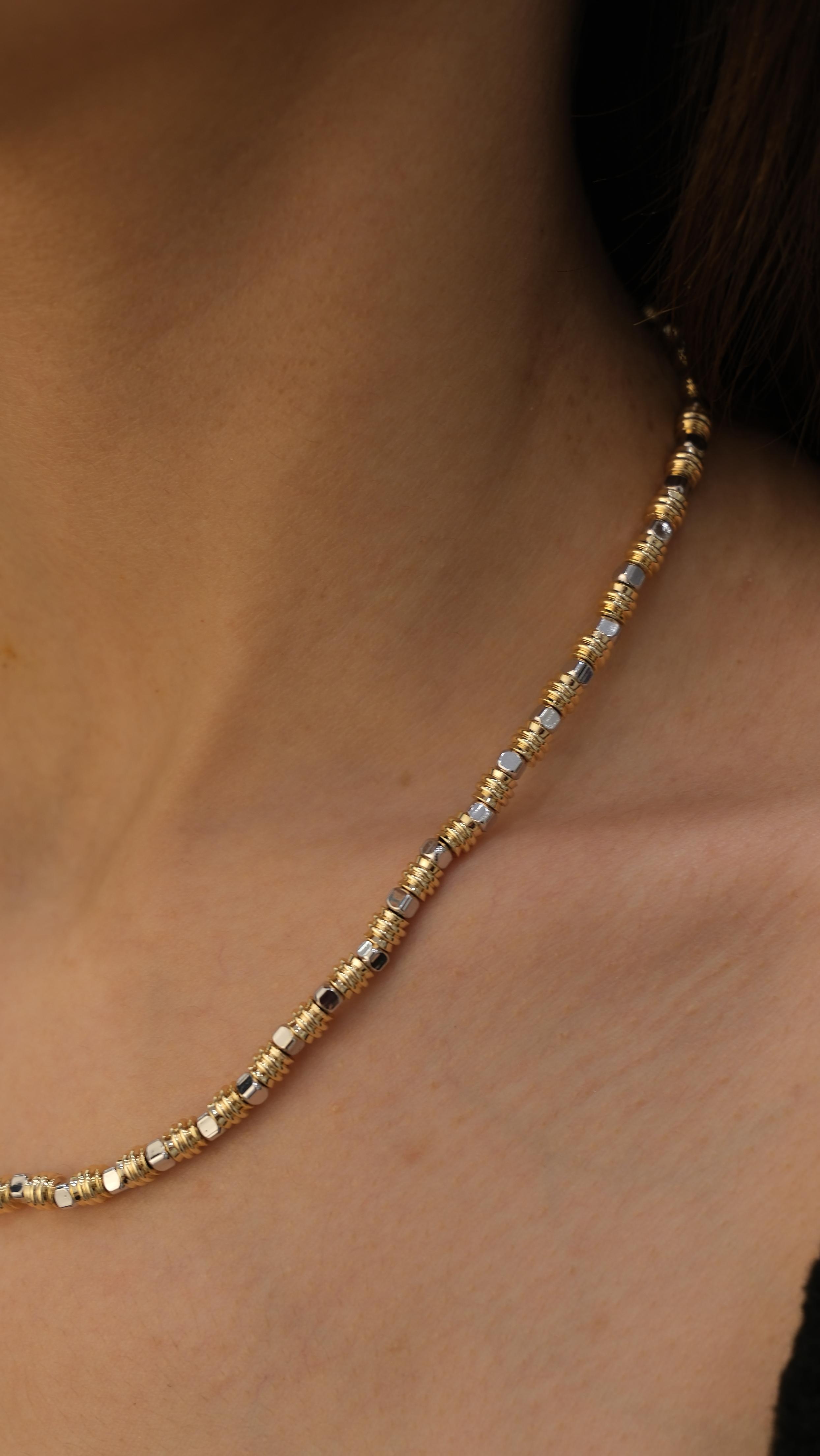 Gold ve Silver Tırtıklı Topçuk Özel Seri Kolye