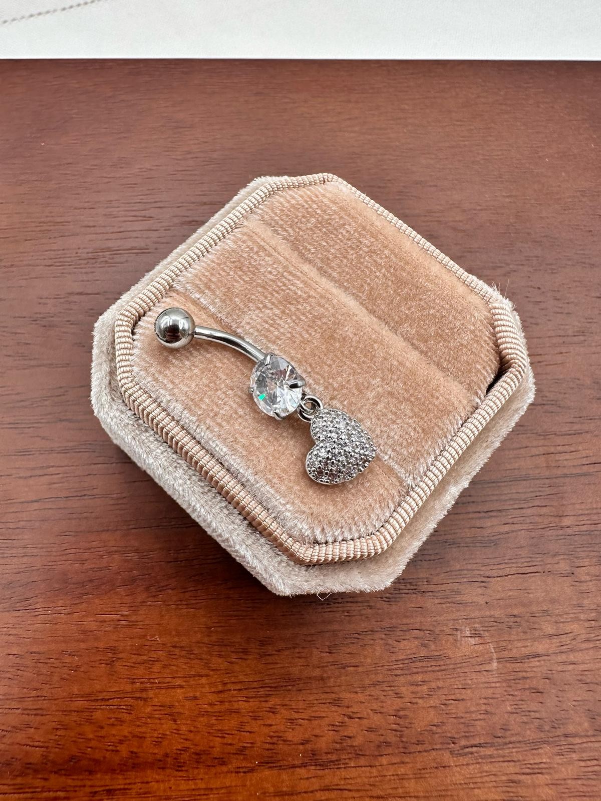 Silver Zirkon Taş Kalp Figür Göbek Piercing