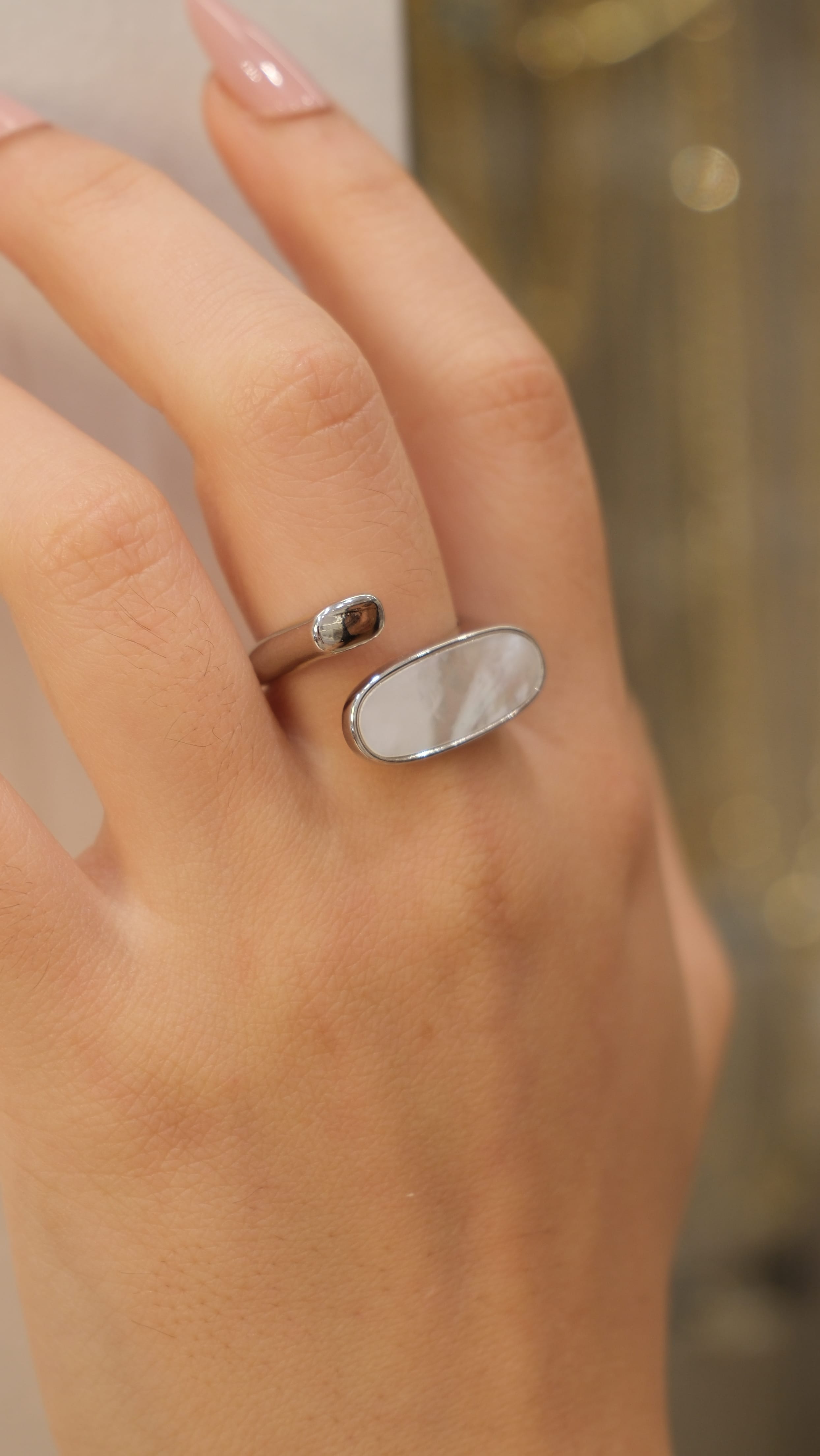 Sedef Detaylı Önden Ayarlanabilir Yüzük