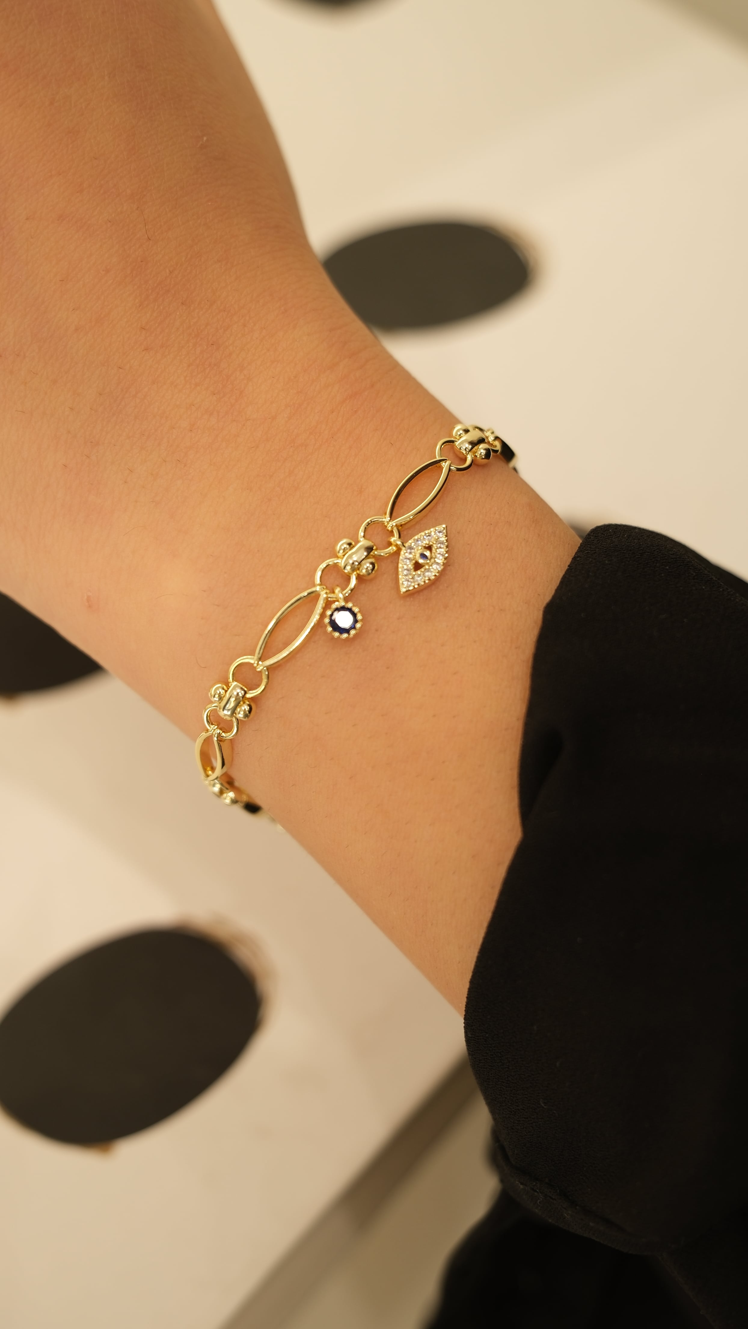 Gold 14k XP Göz Figür Zincir Bileklik