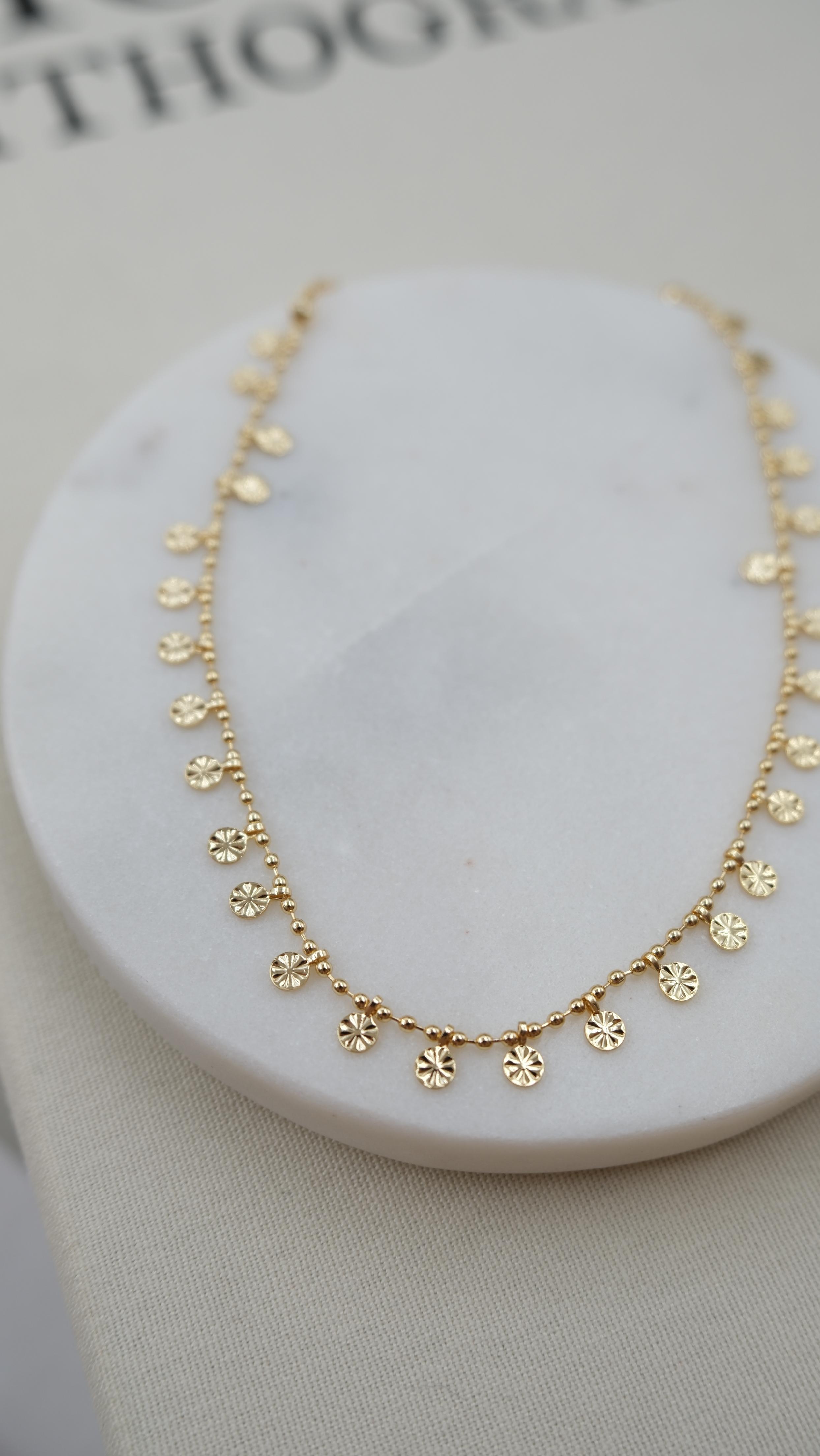 Gold Tırtıklı Pul Zincir Halhal
