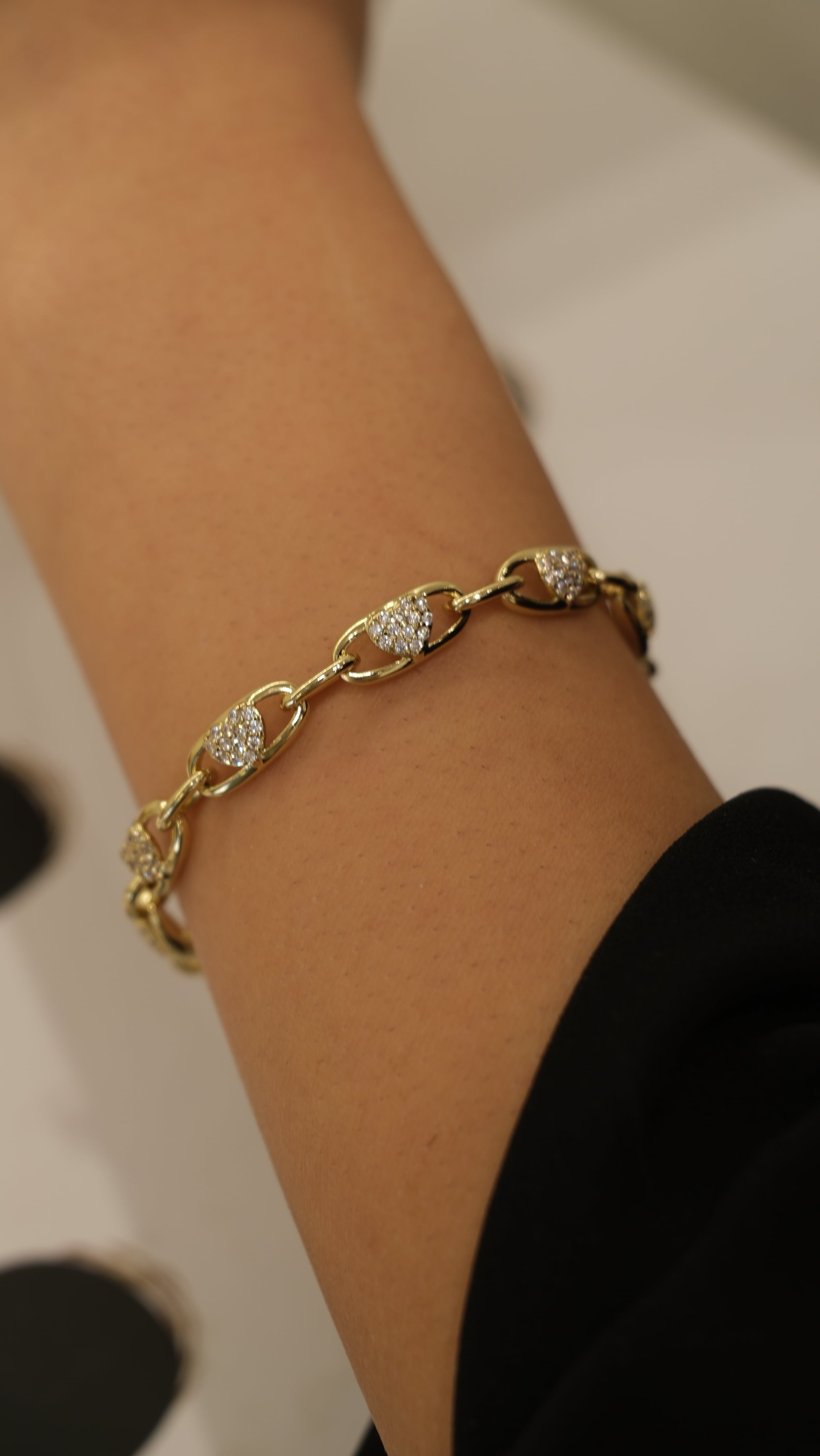 Gold 14k XP Oval Zincir Kalp Detay Bileklik