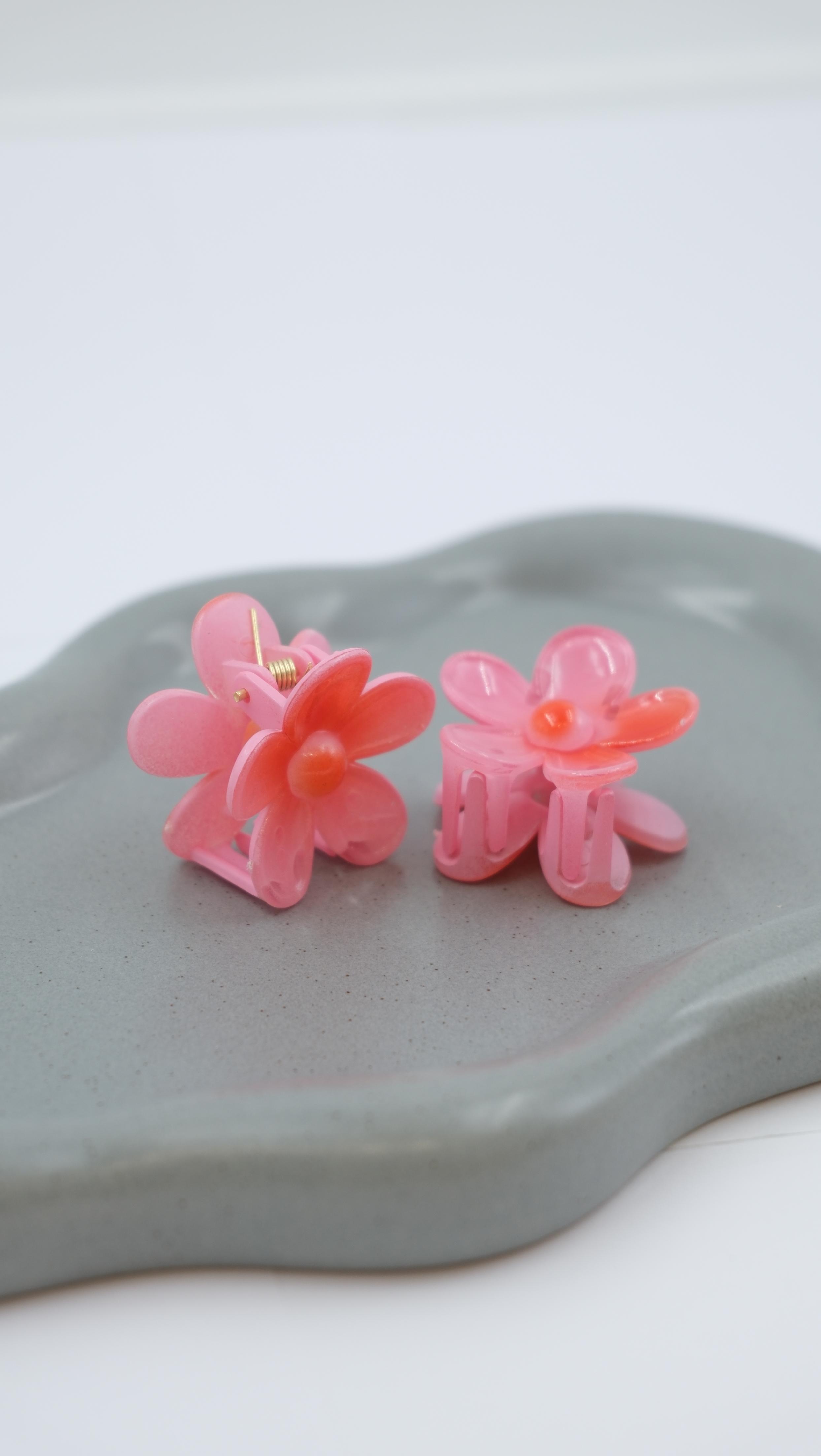 Mini Lotus Çiçek İkili Akrilik Mandal Toka Seti