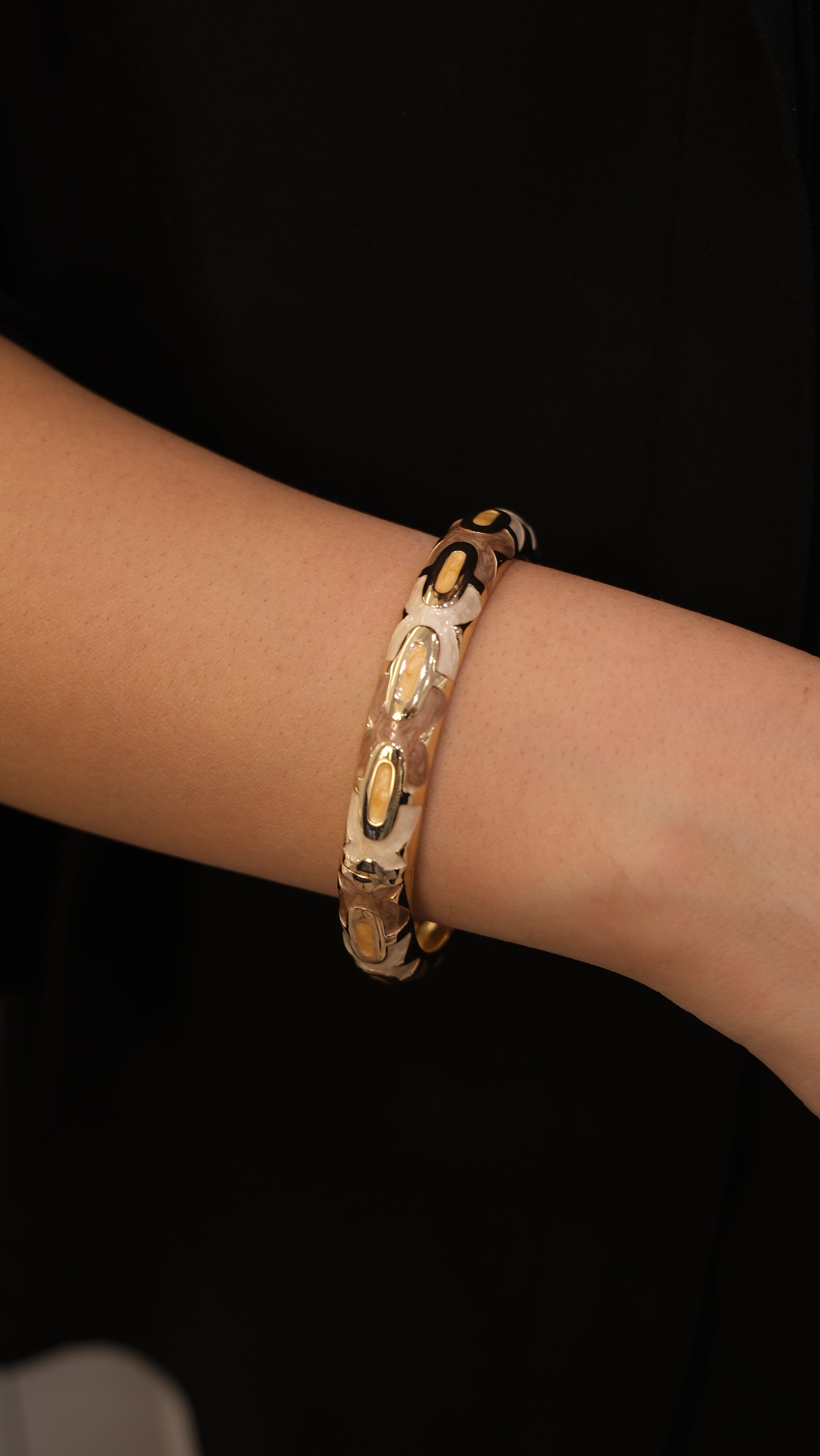 Bej Kahve Mineli Kelepçe Bileklik