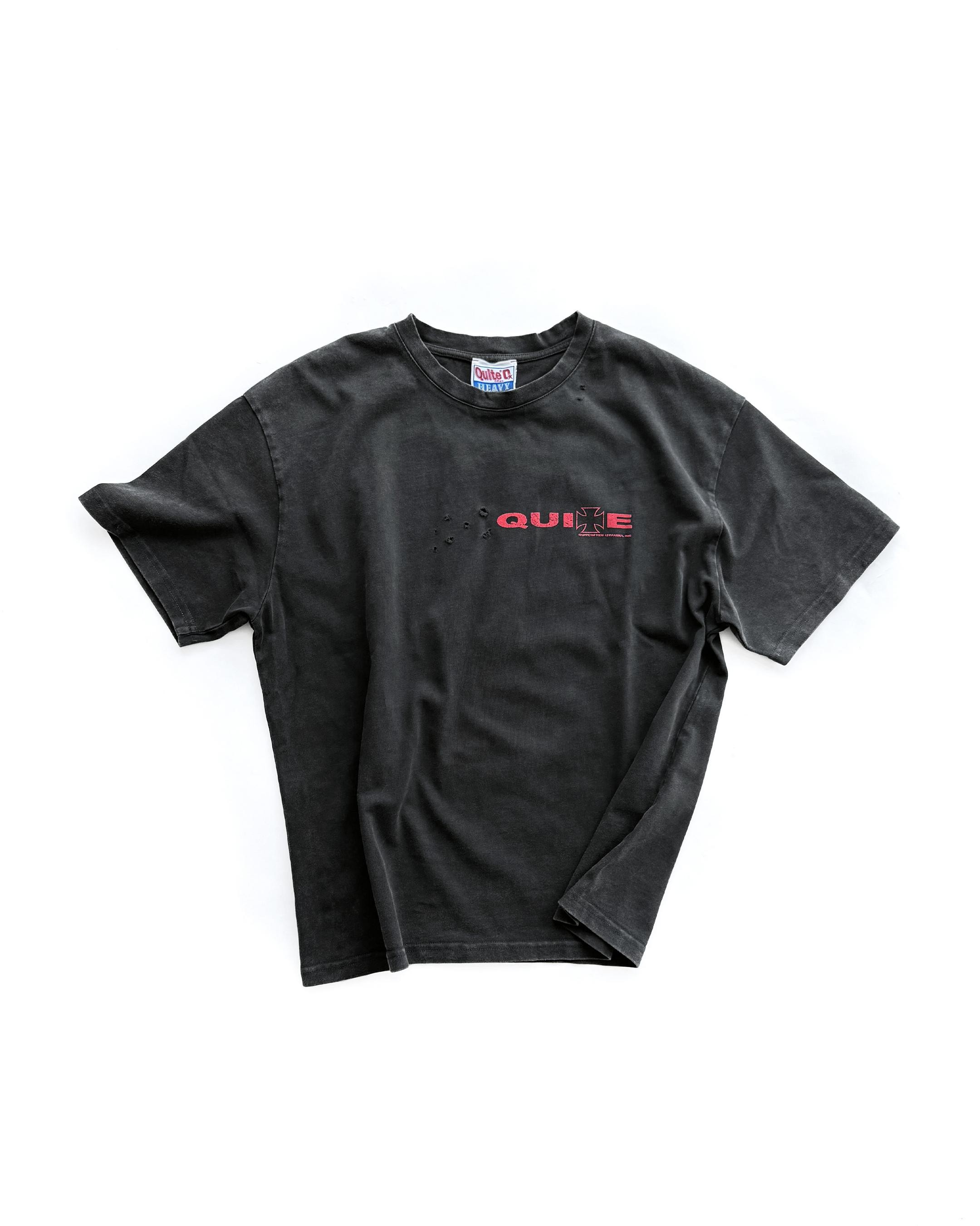 Black Distressed Cross Tee