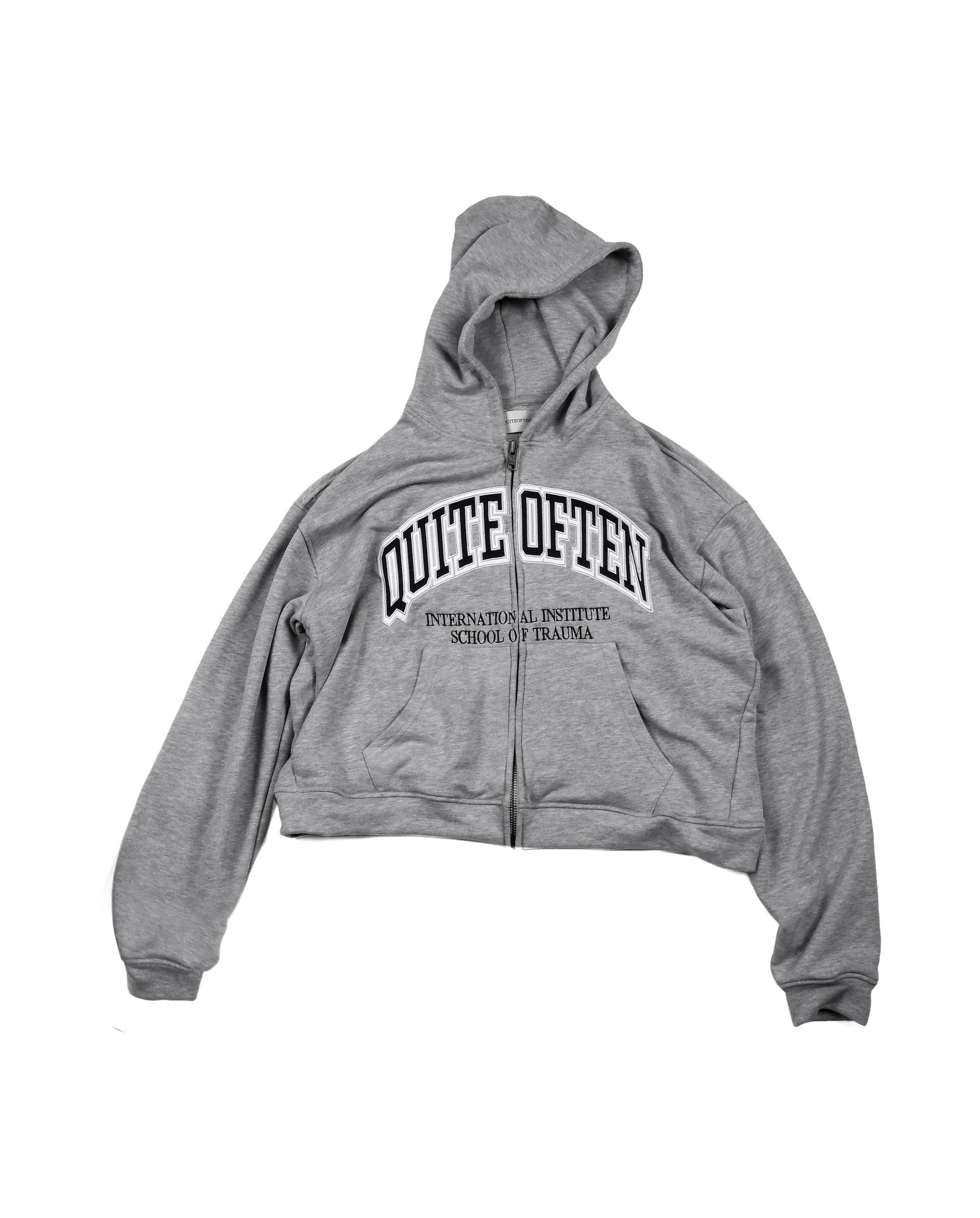 Grey College Zip Hoodie