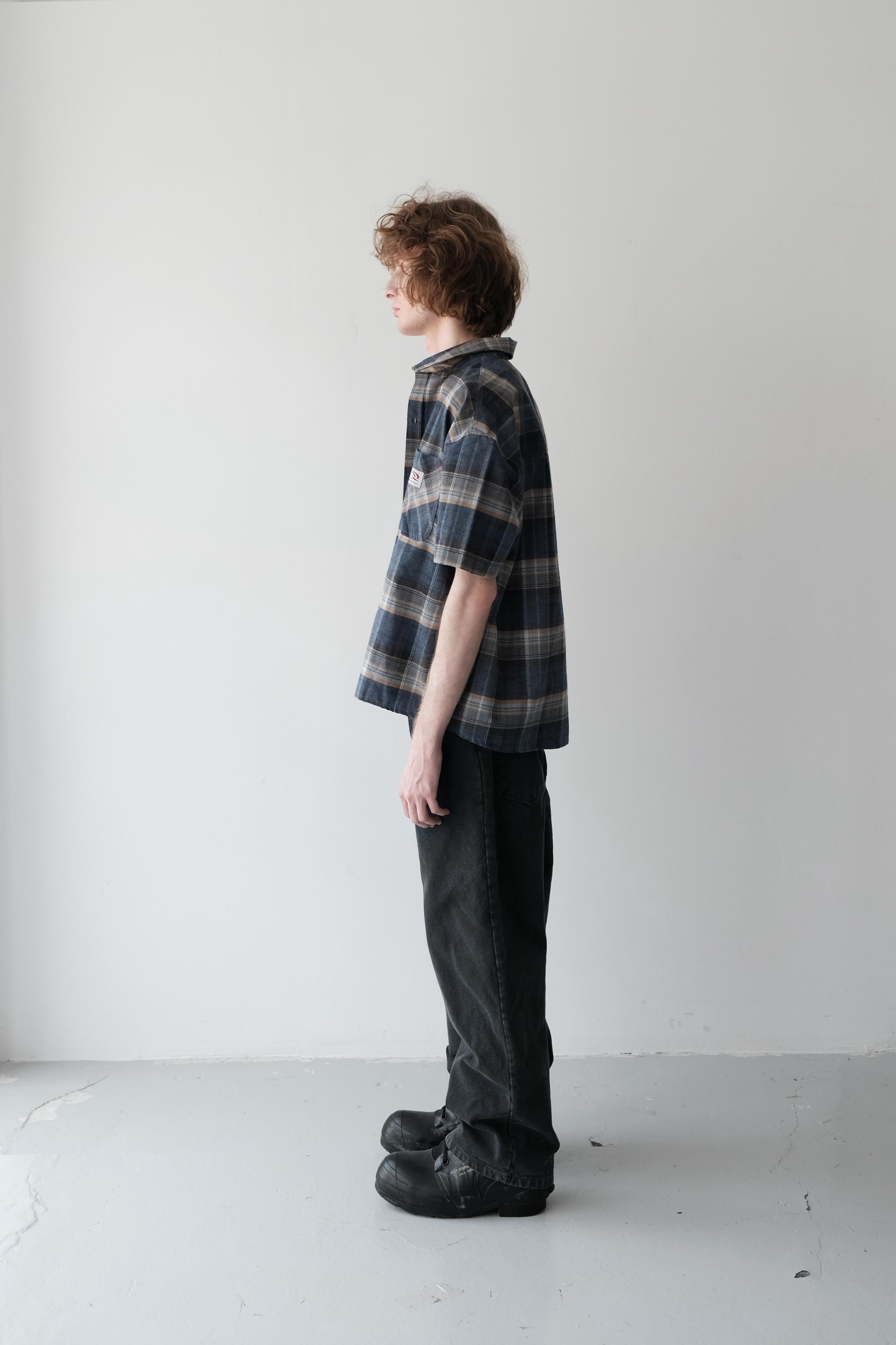Short Sleeve Flannel Shirt Blue
