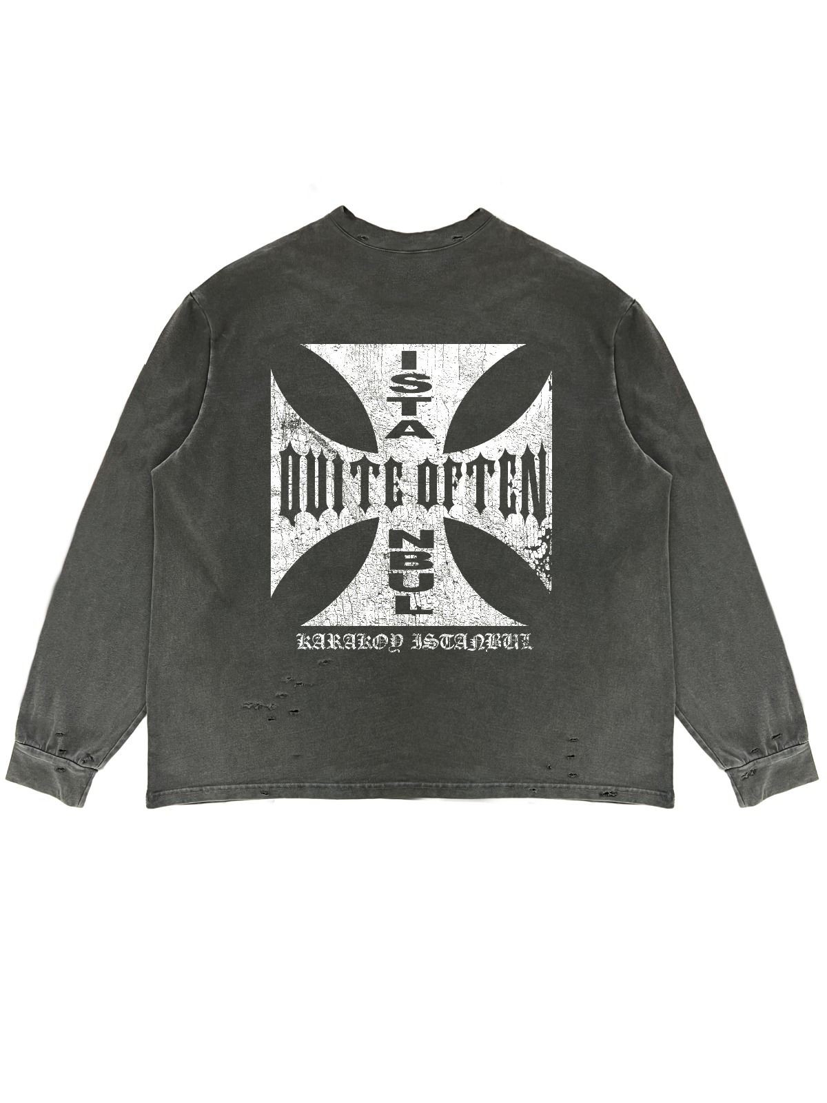 Grey Distressed Cross Longsleeve