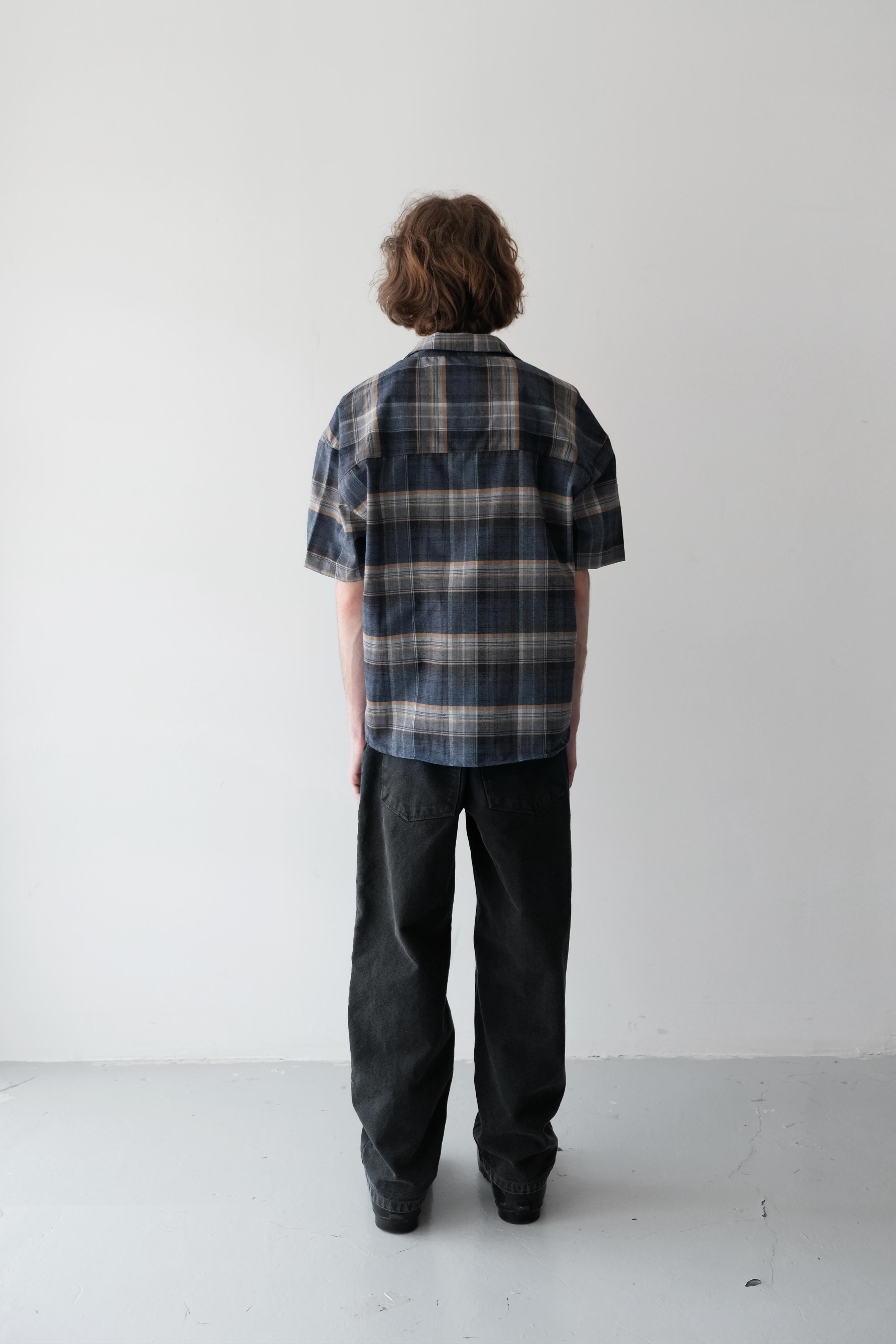 Short Sleeve Flannel Shirt Blue