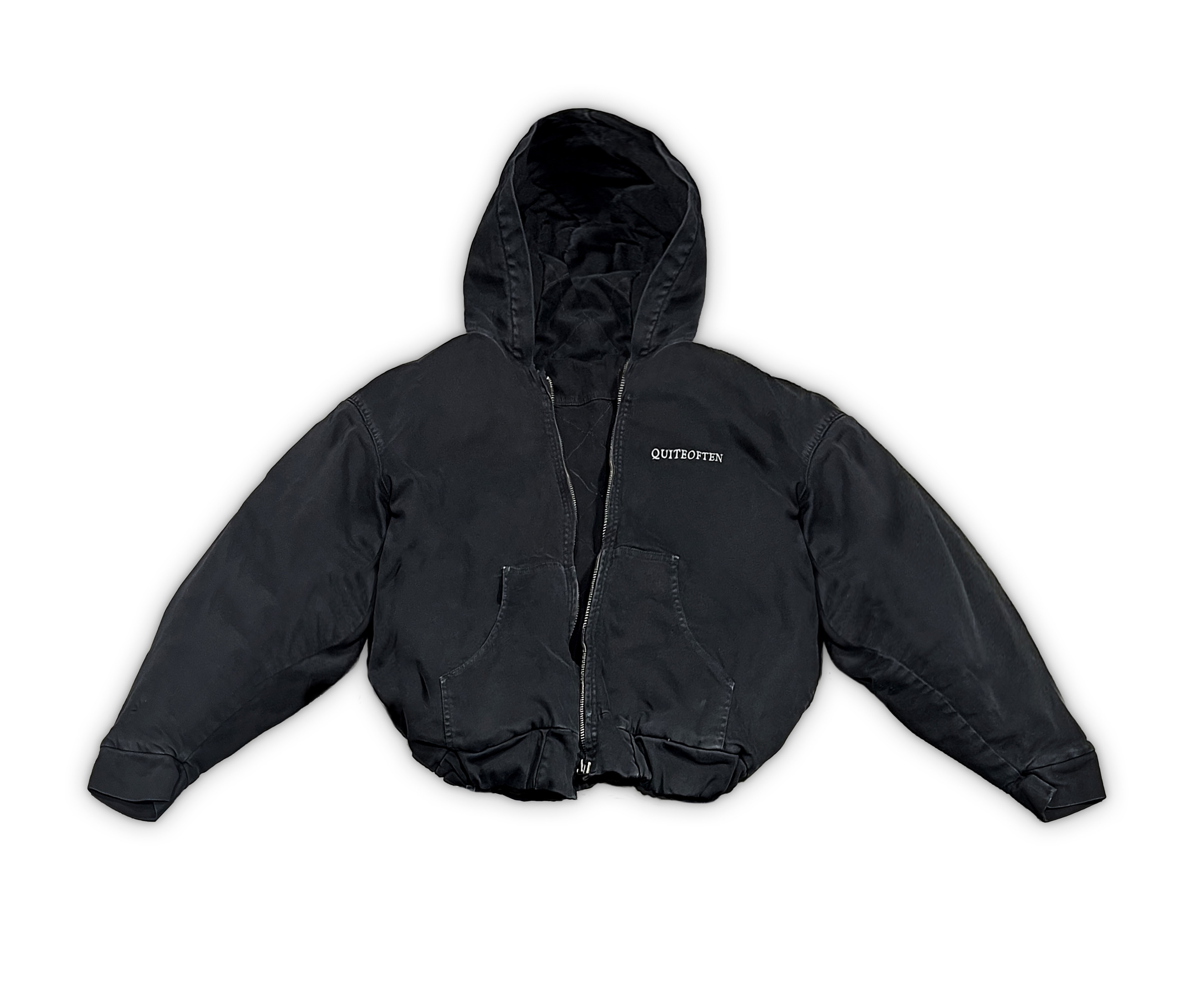 Black Canvas Hooded Jacket