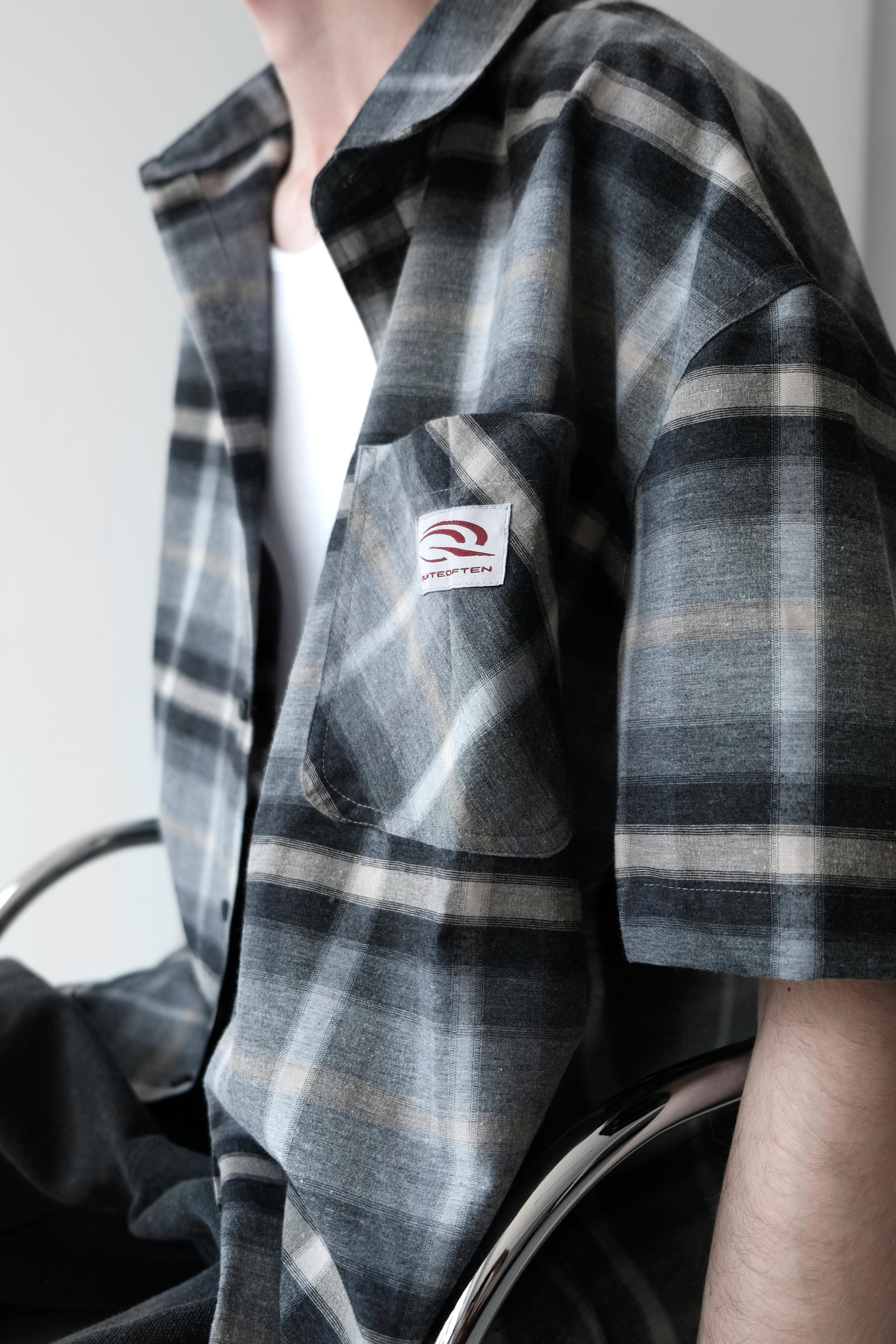 Short Sleeve Flannel Shirt Grey