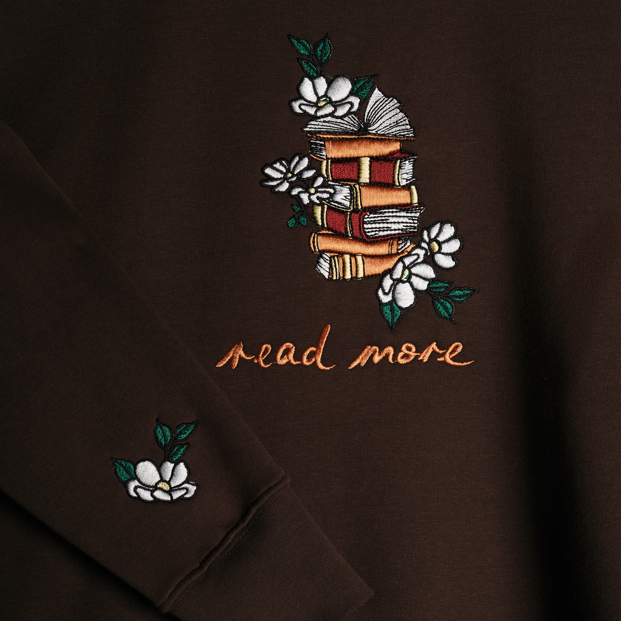 Books Nakış Detaylı Oversize Kahverengi Sweatshirt