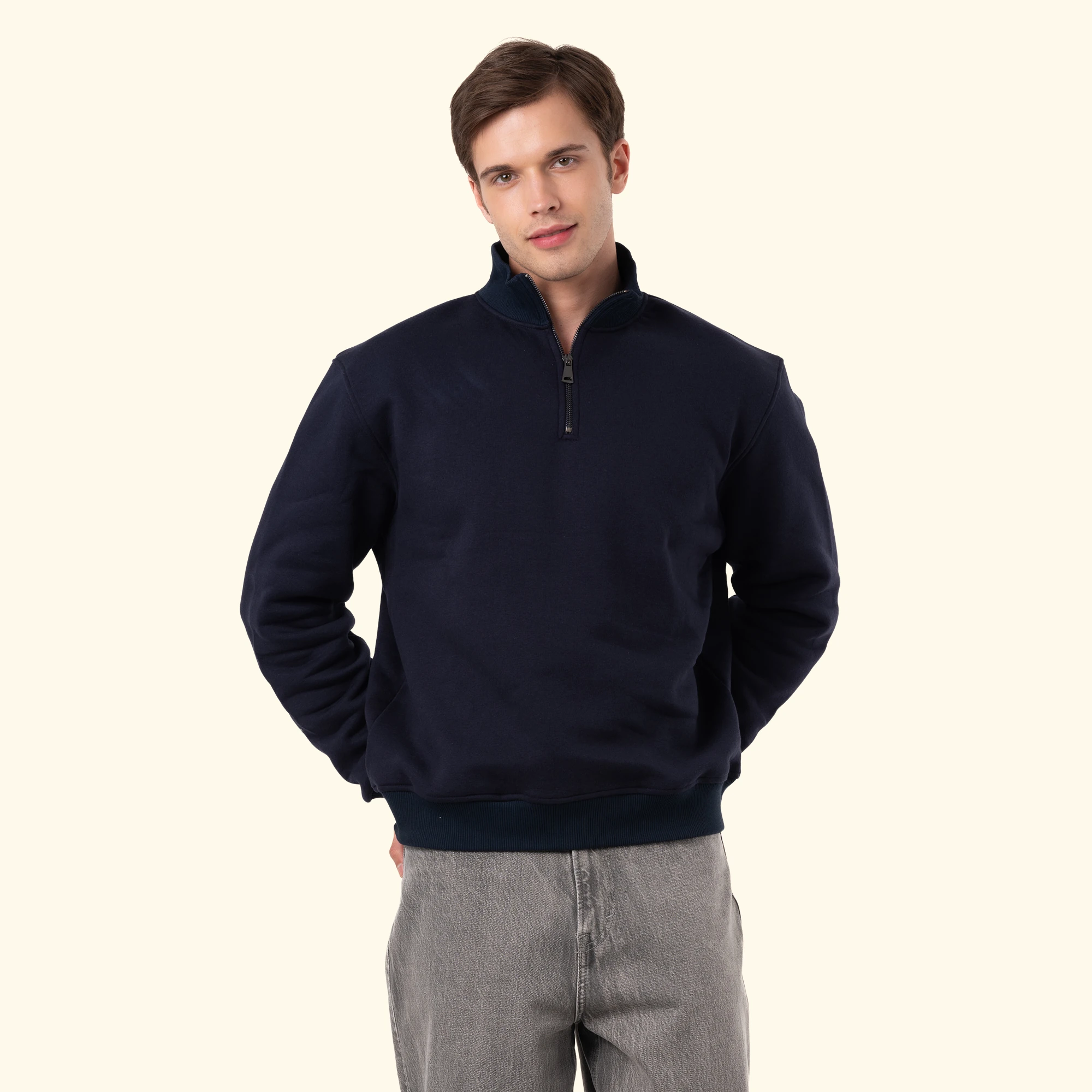 Half-Zip Sweatshirt - Lacivert