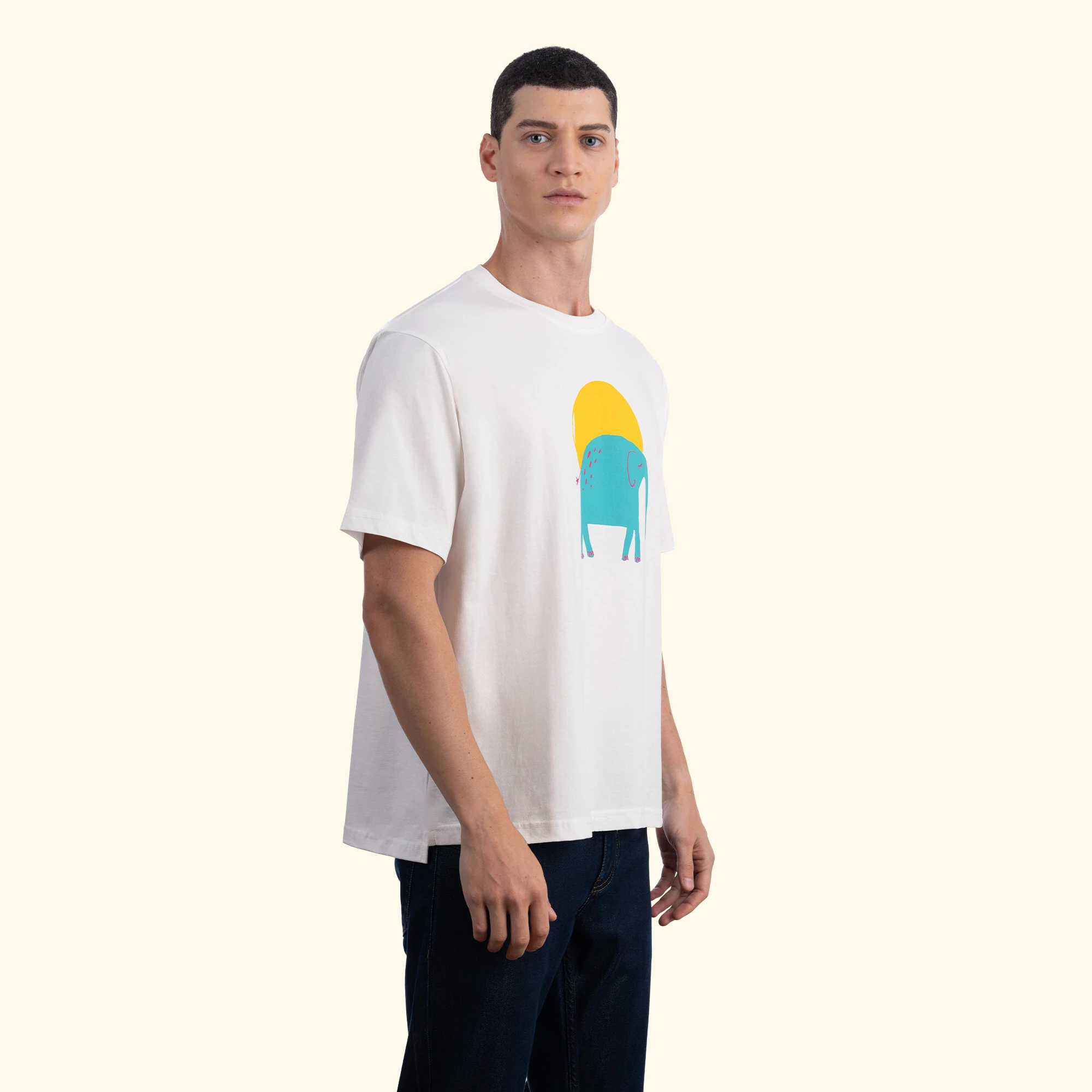 Elephant Oversize Ekru T-Shirt