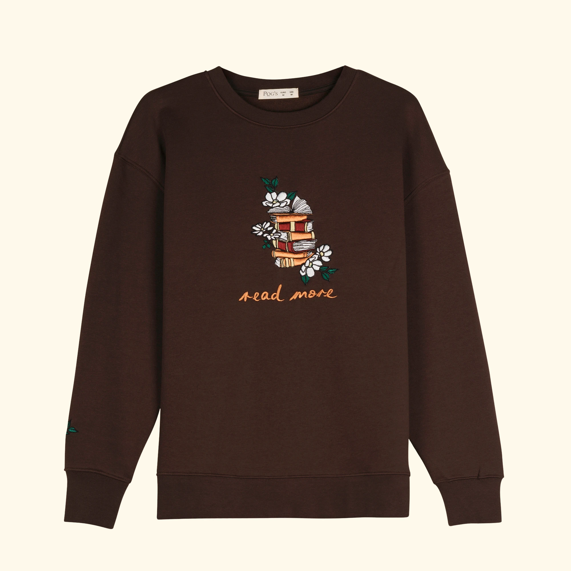 Books Nakış Detaylı Oversize Kahverengi Sweatshirt