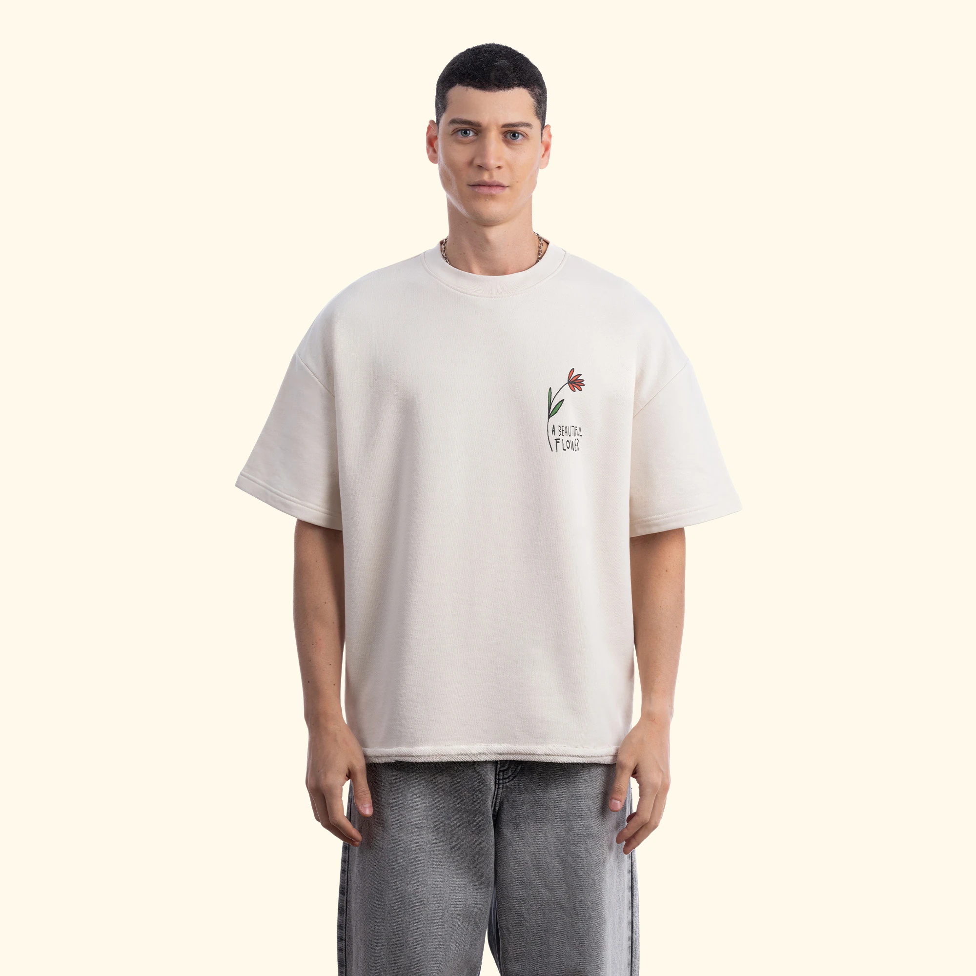 Beautiful Overisize Ekru T-Shirt