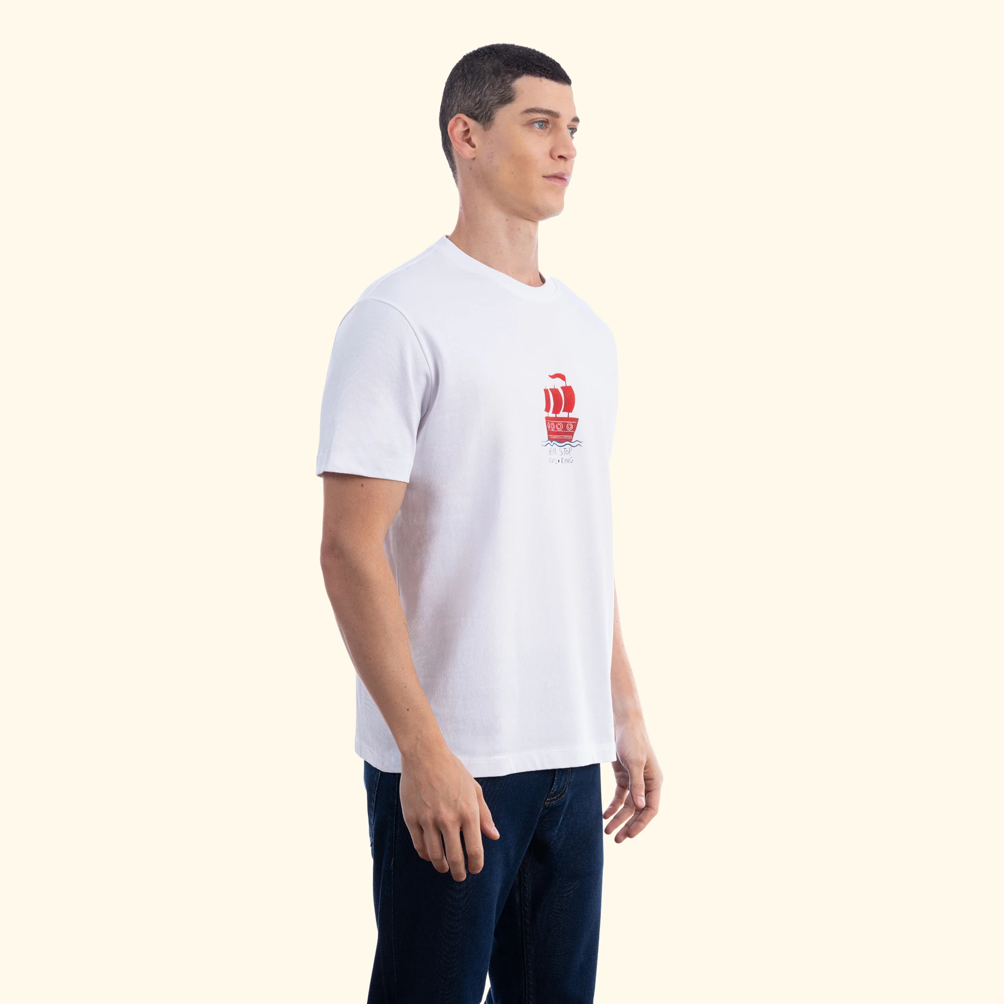 Never Stop Regular Beyaz T-Shirt