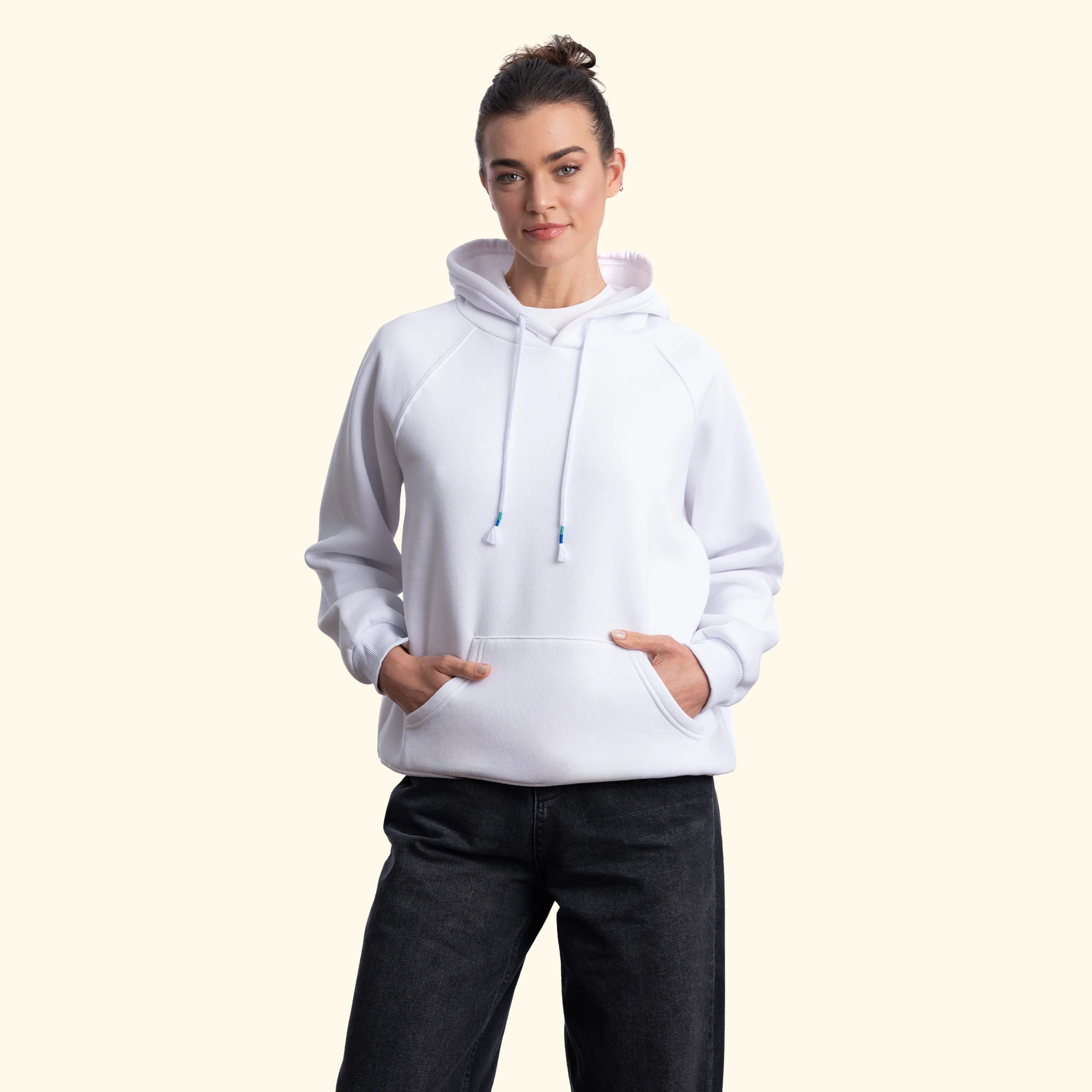 Kapşonlu Sweatshirt - Beyaz