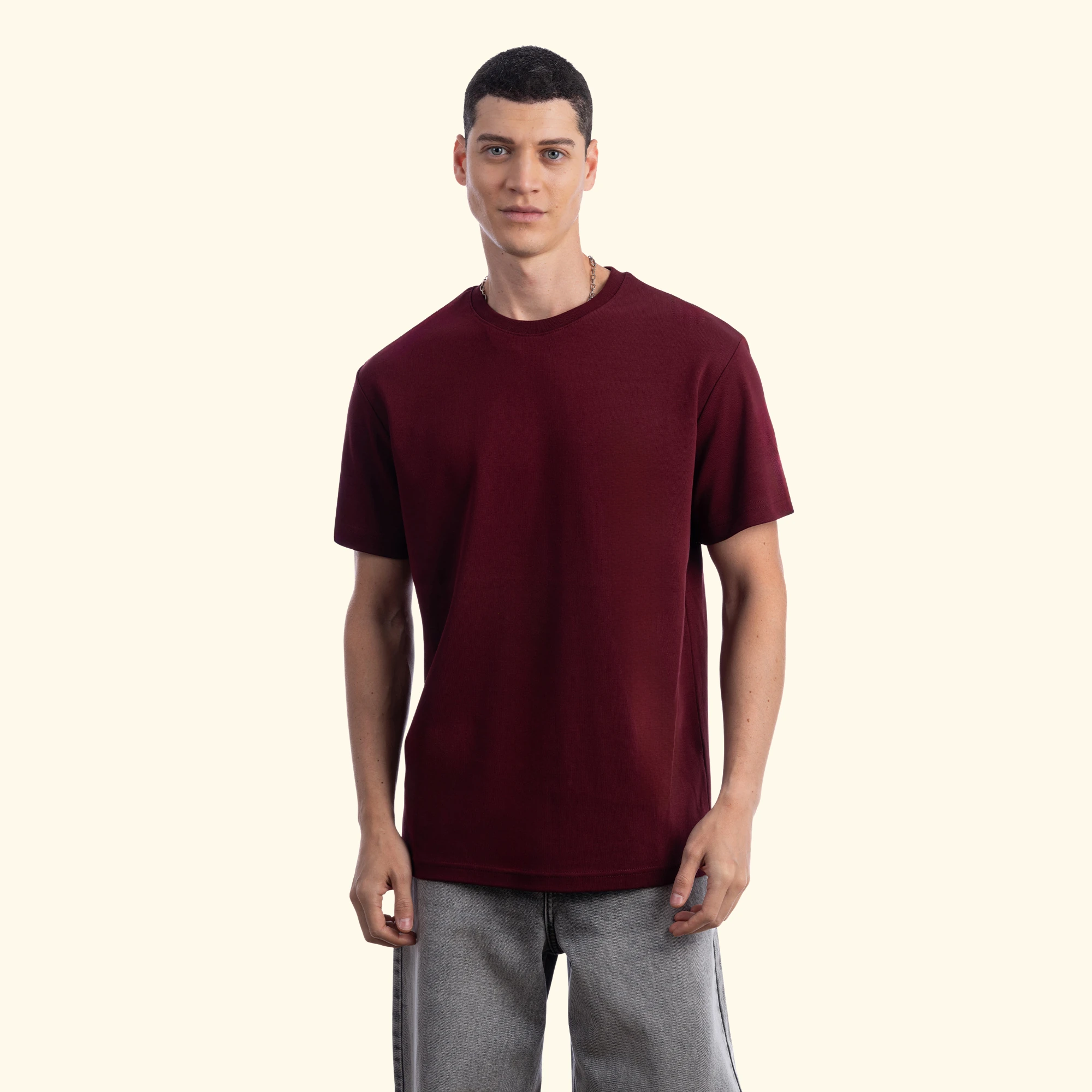 Basic Regular T-Shirt - Bordo