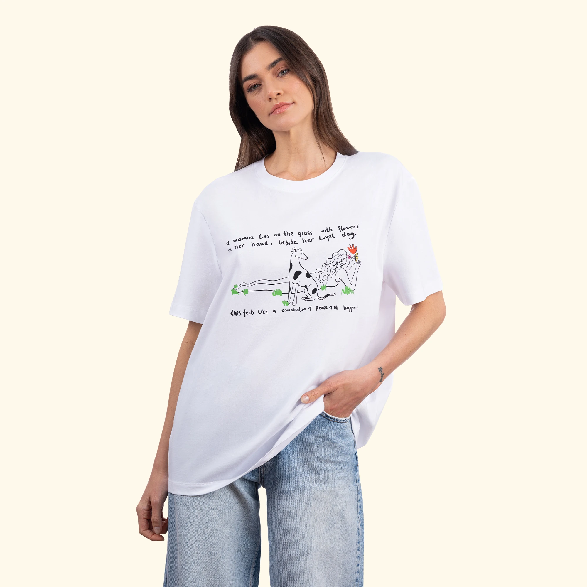 Friend Oversize Beyaz T-Shirt