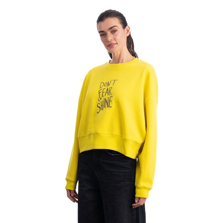 Shine Crop Oversize Sarı Sweatshirt