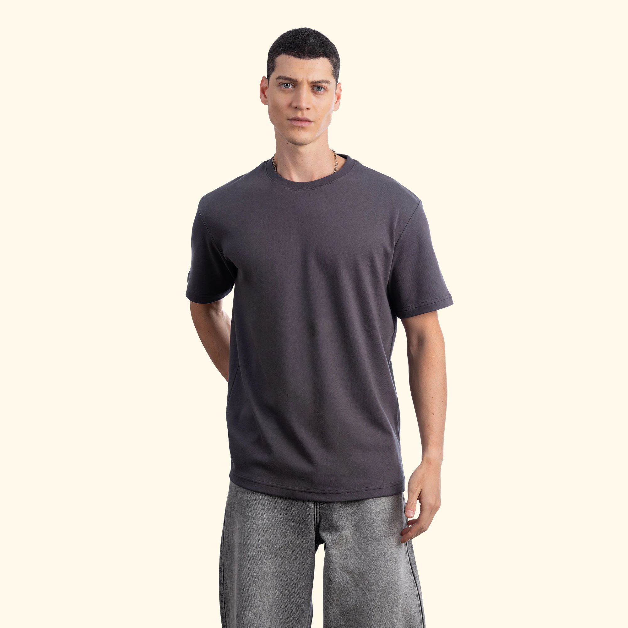 Basic Regular T-Shirt - Koyu Gri