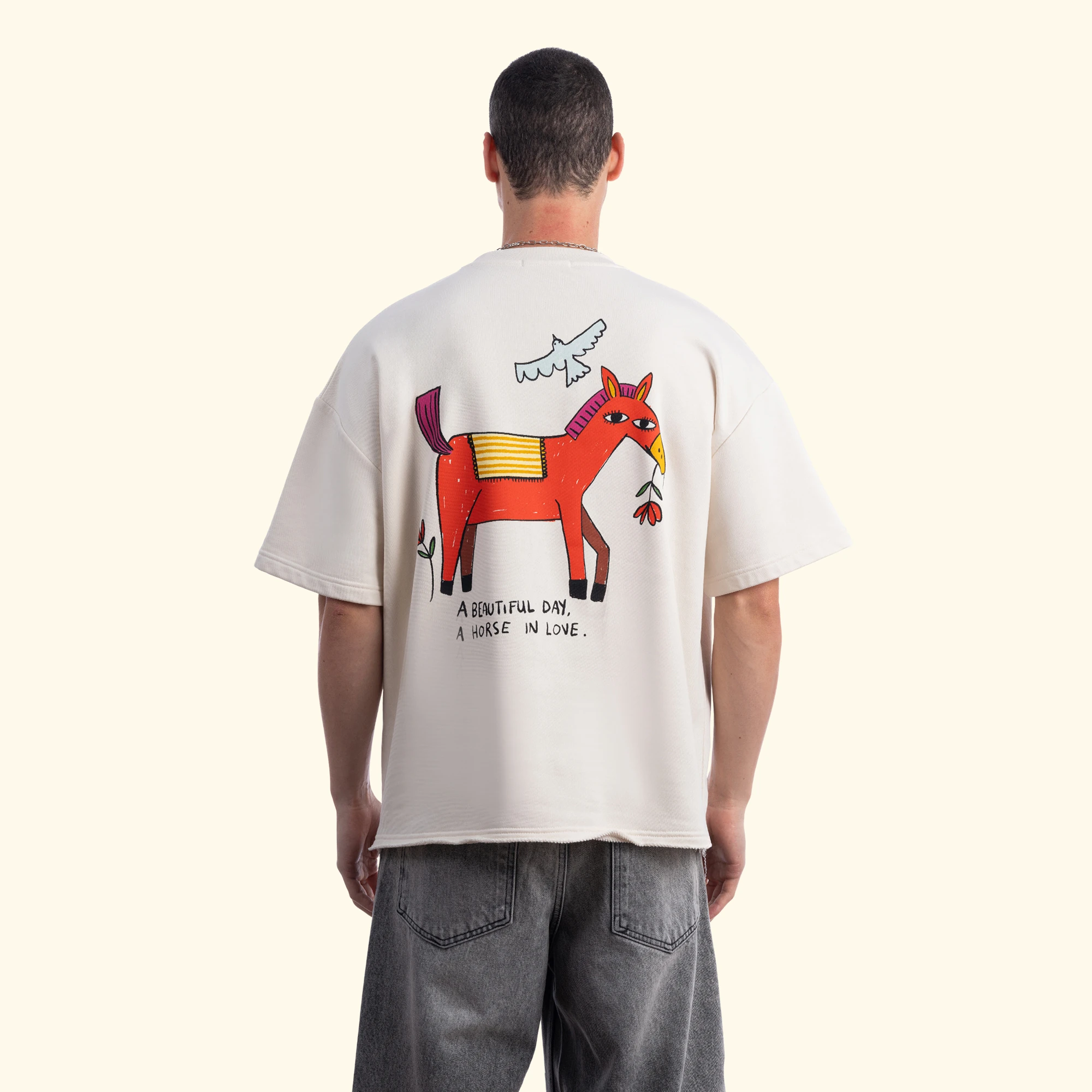 Beautiful Overisize Ekru T-Shirt