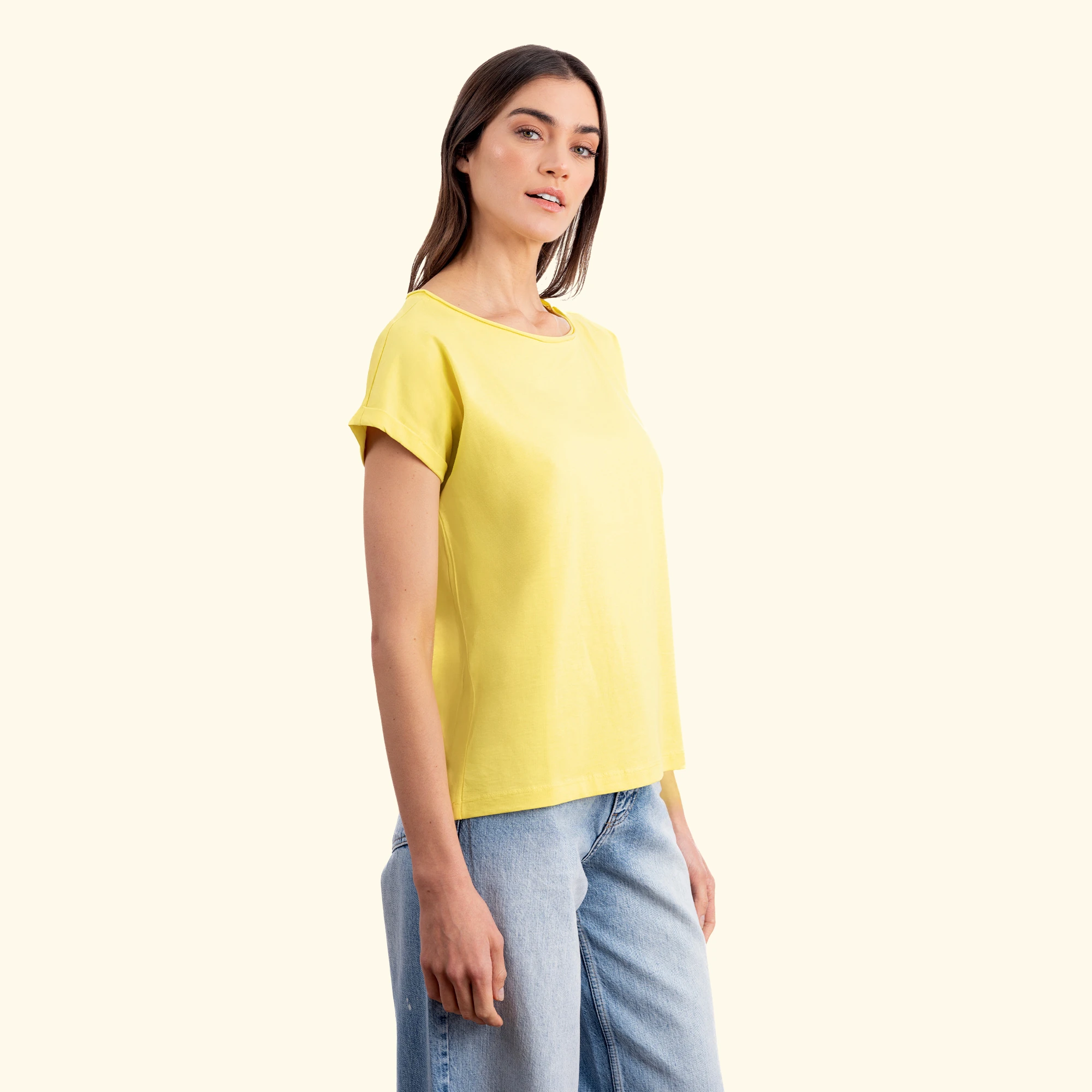 Basic Regular Yarasa Kol T-Shirt - Sarı