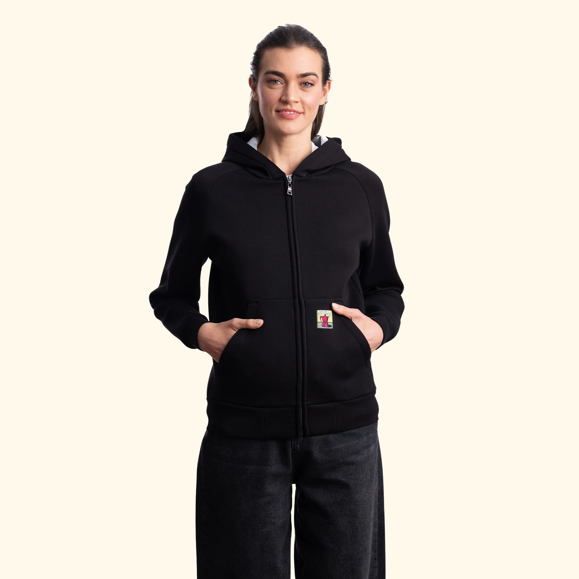 Flok Kapüşonlu Sweatshirt - Siyah