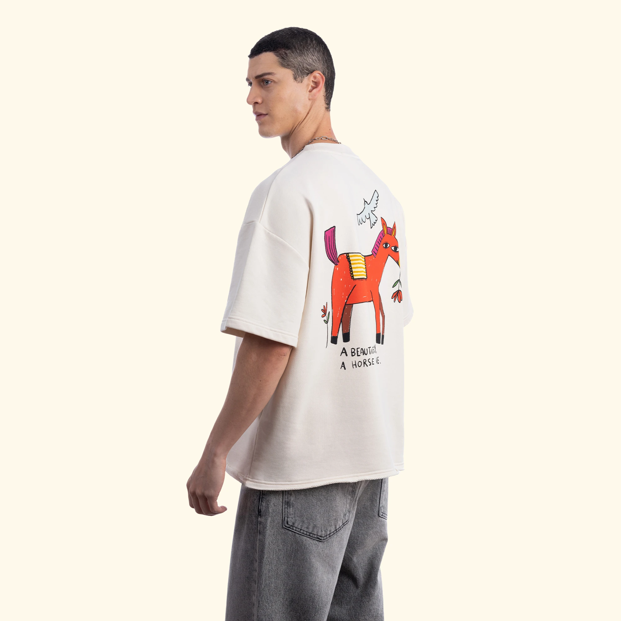 Beautiful Overisize Ekru T-Shirt