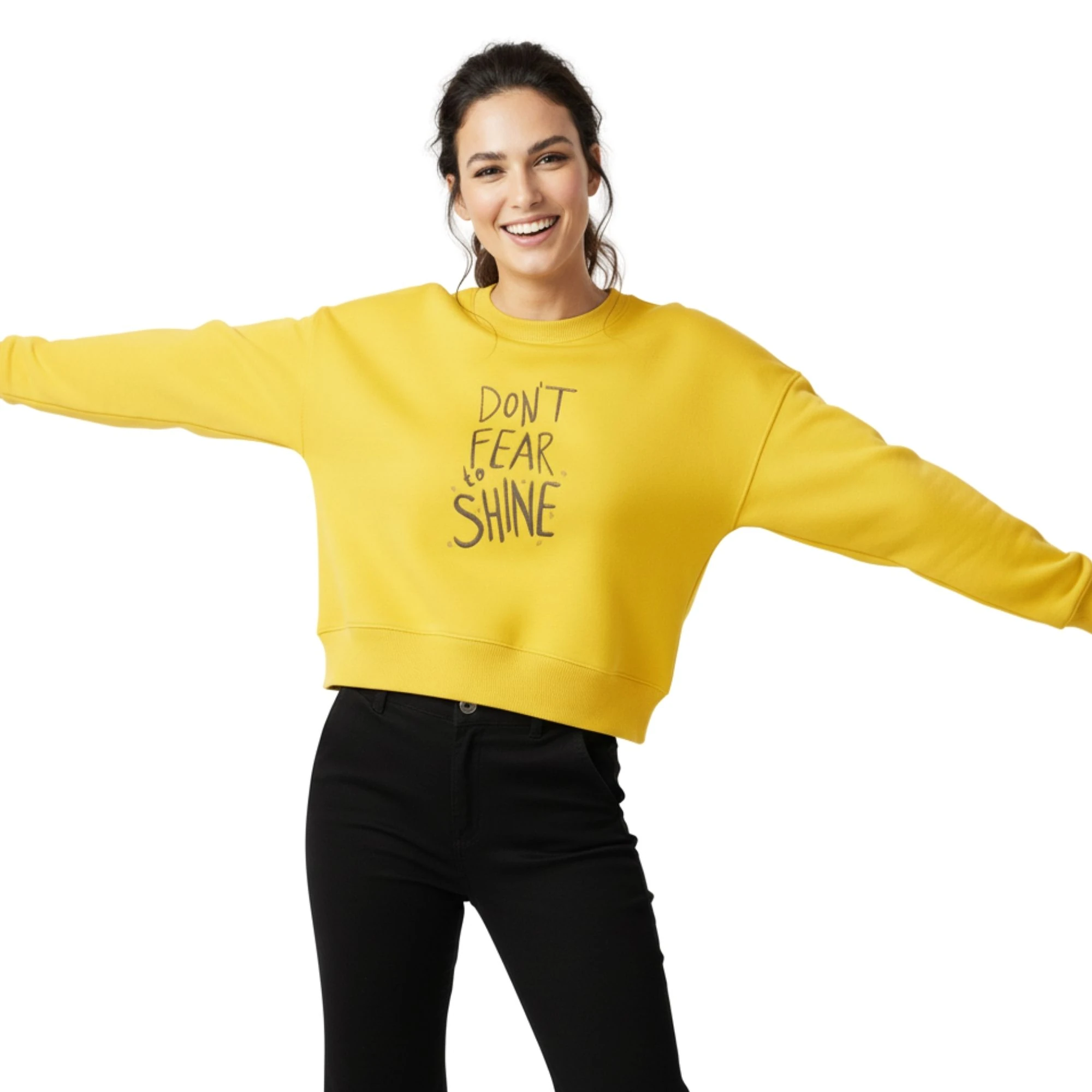 Shine Crop Oversize Nakış Detaylı Sweatshirt