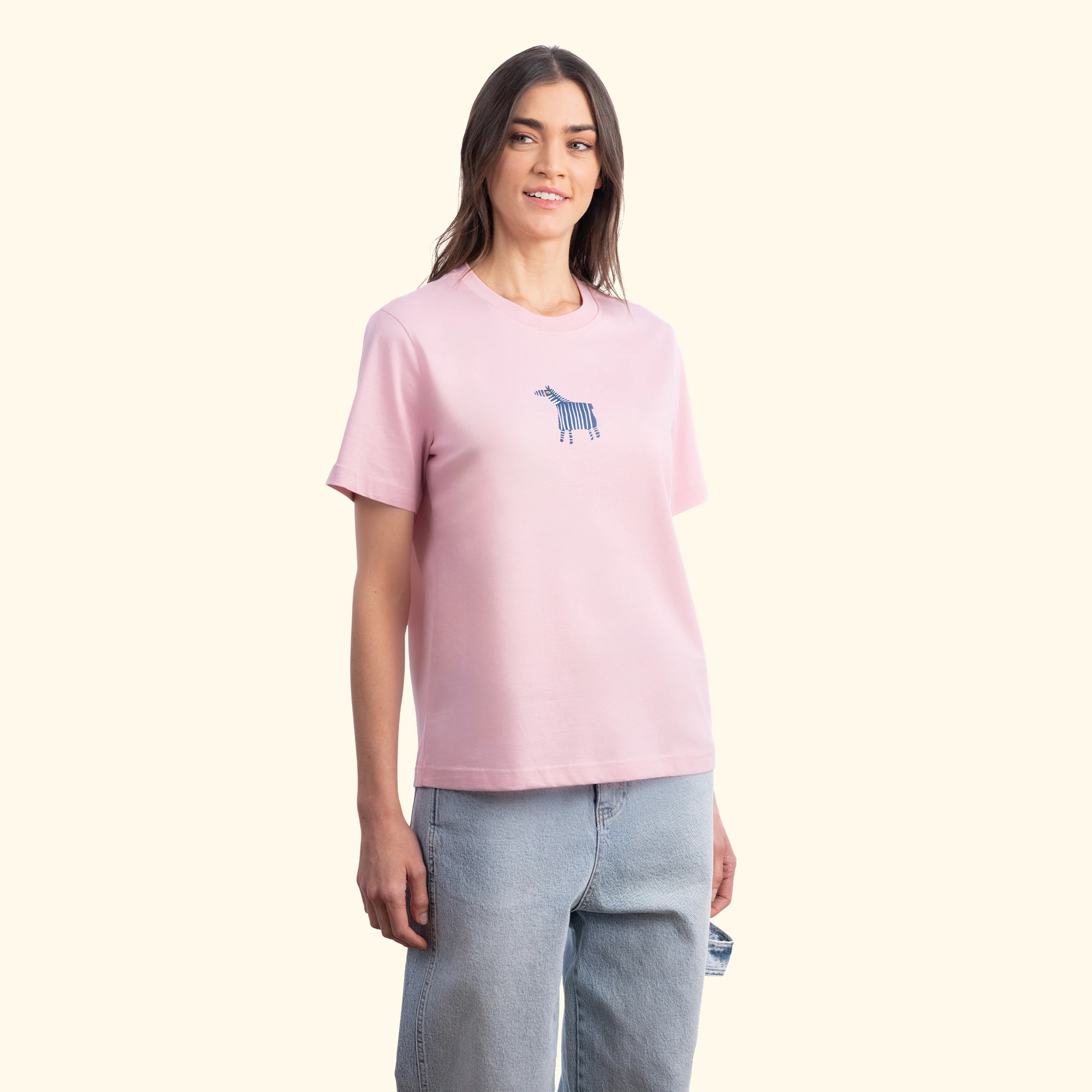 Zebra Regular Pembe T-Shirt