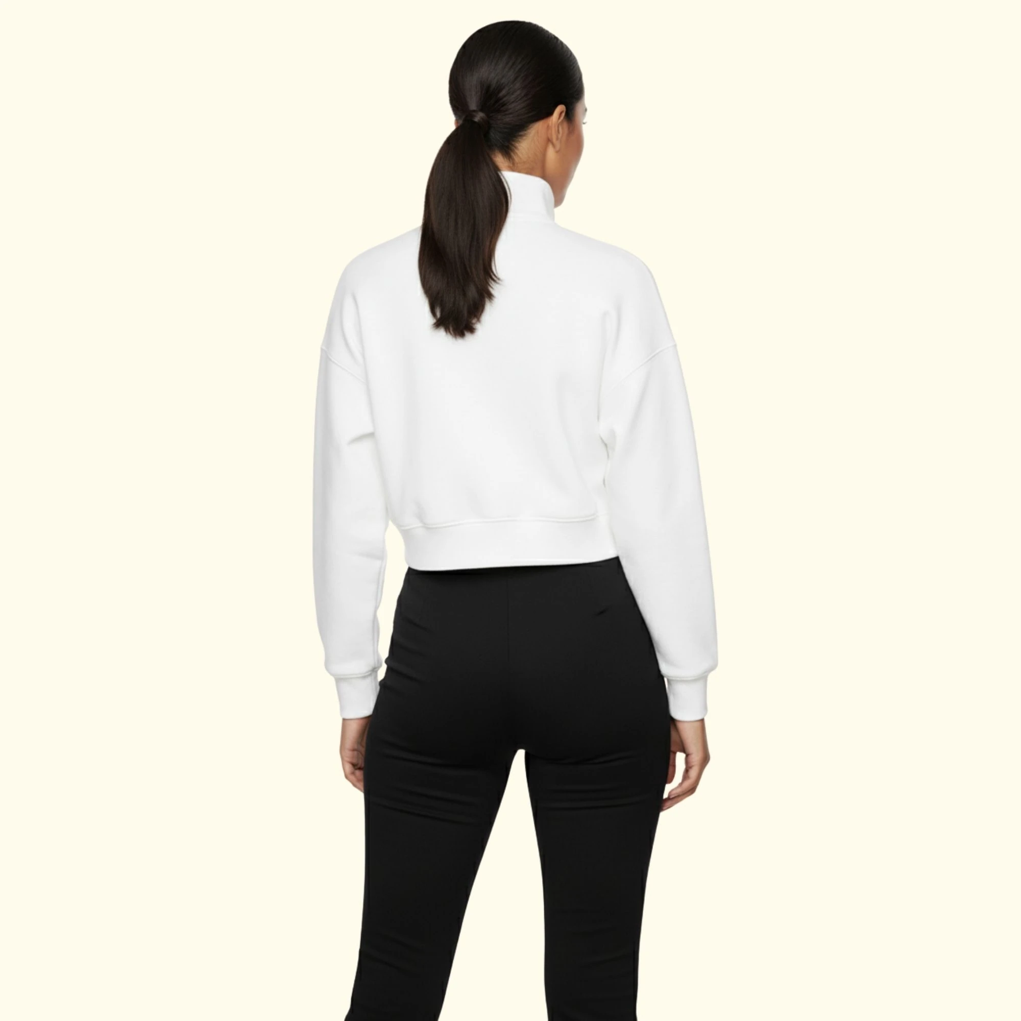 Basic Fermuarlı Crop Sweatshirt