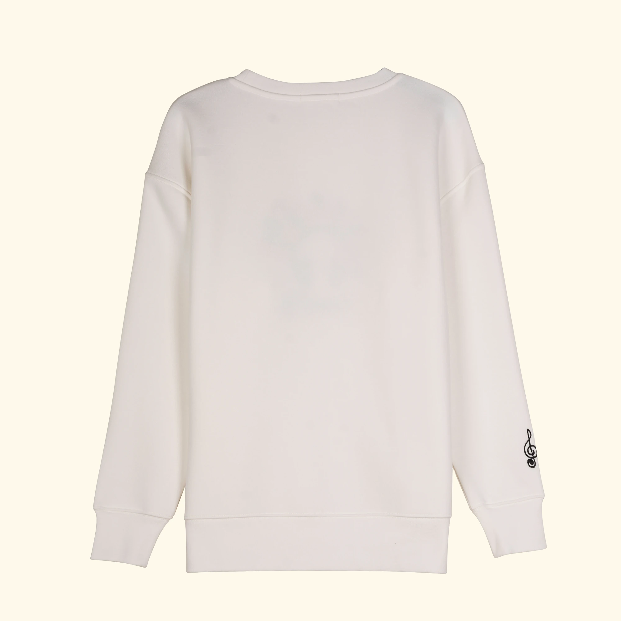 Music Nakış Detaylı Oversize Beyaz Sweatshirt