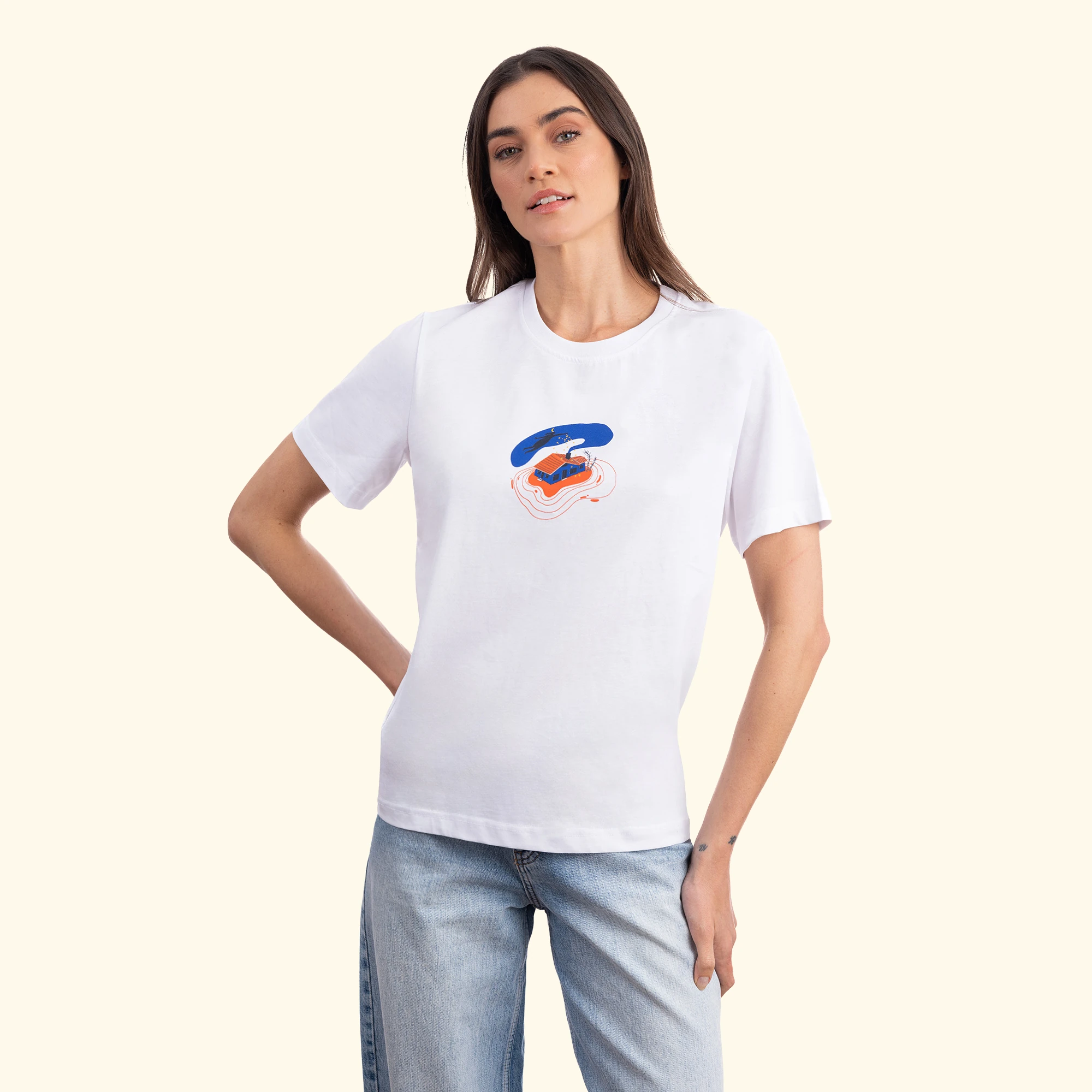 Lekeler Serisi Dream House Beyaz T-Shirt