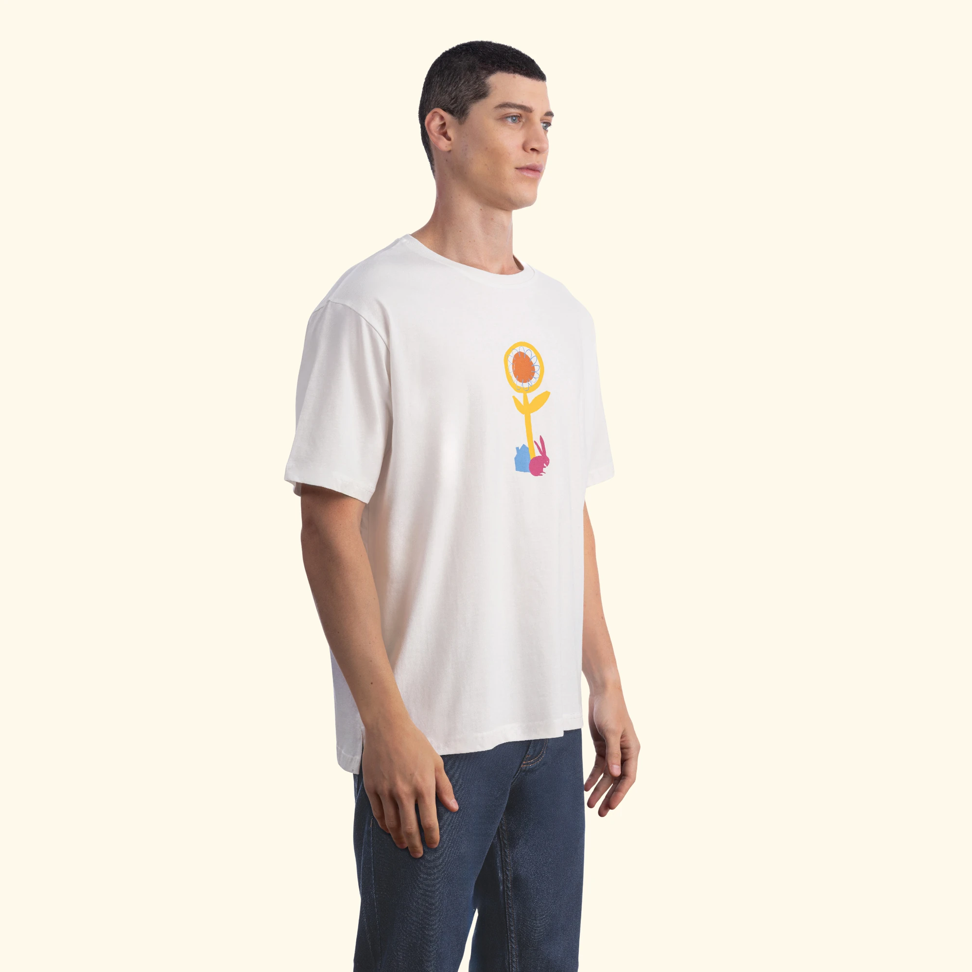 Rabbit Oversize Ekru T-Shirt