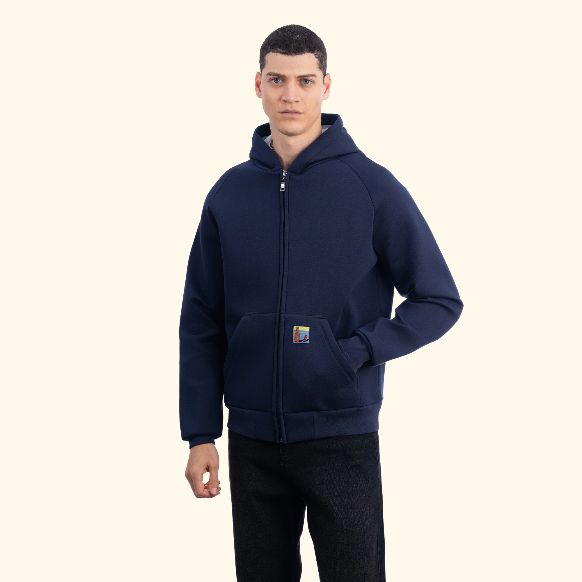 Flok Kapüşonlu Sweatshirt - Lacivert