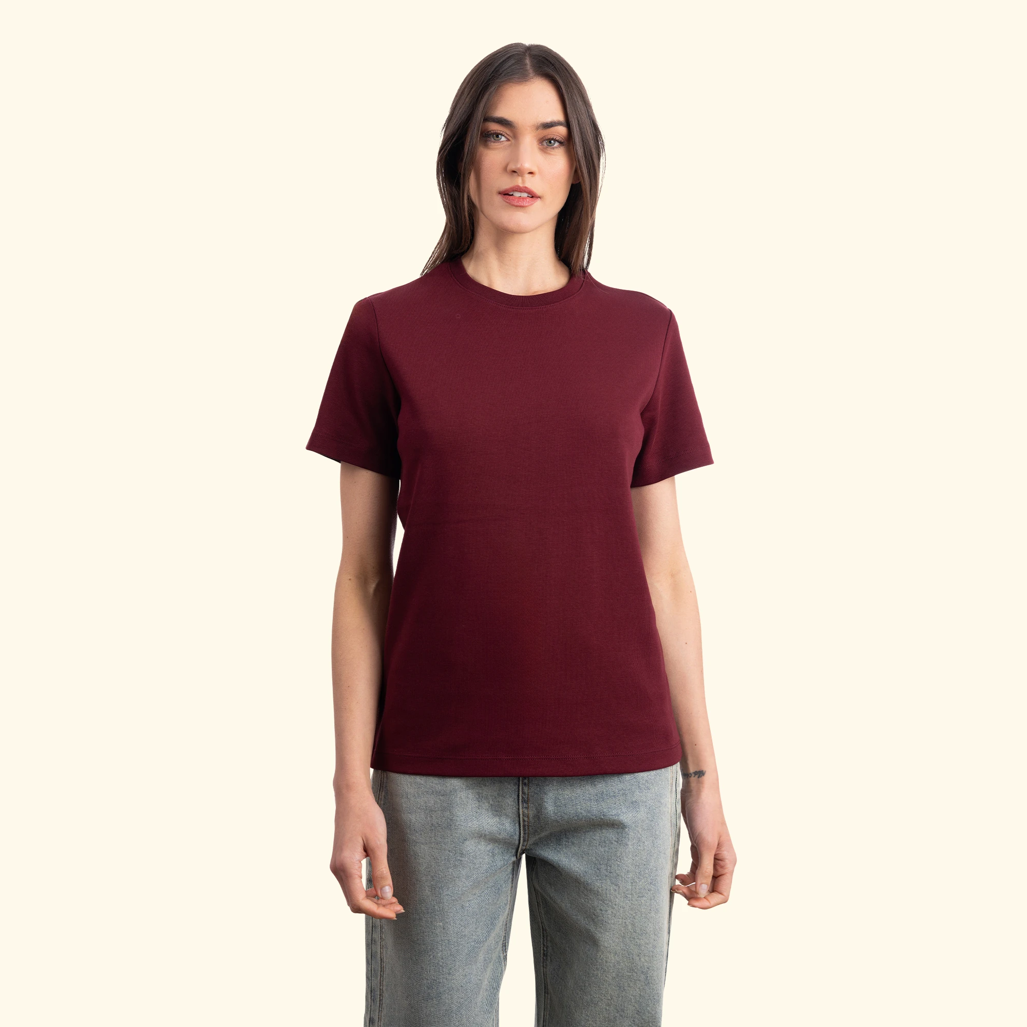 Basic Regular T-Shirt - Bordo