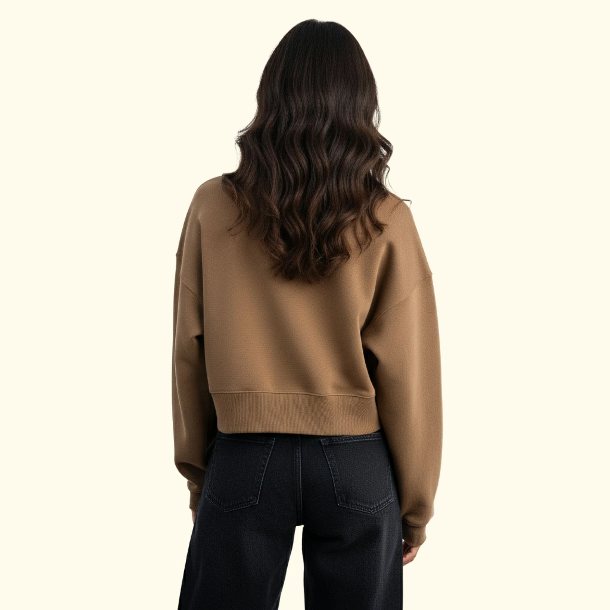 Power Crop Oversize Nakış Detaylı Sweatshirt