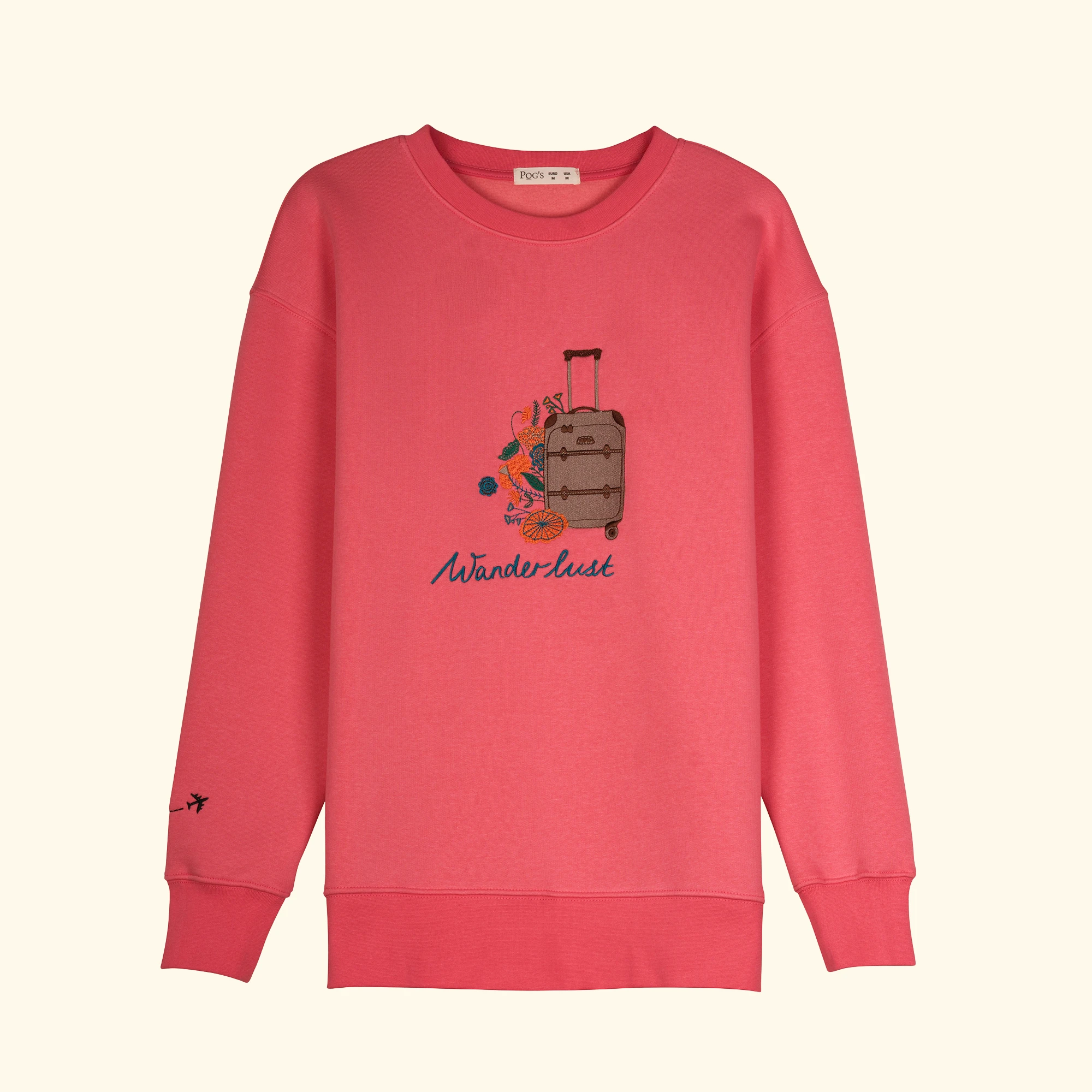 Travel Nakış Detaylı Oversize Pembe Sweatshirt