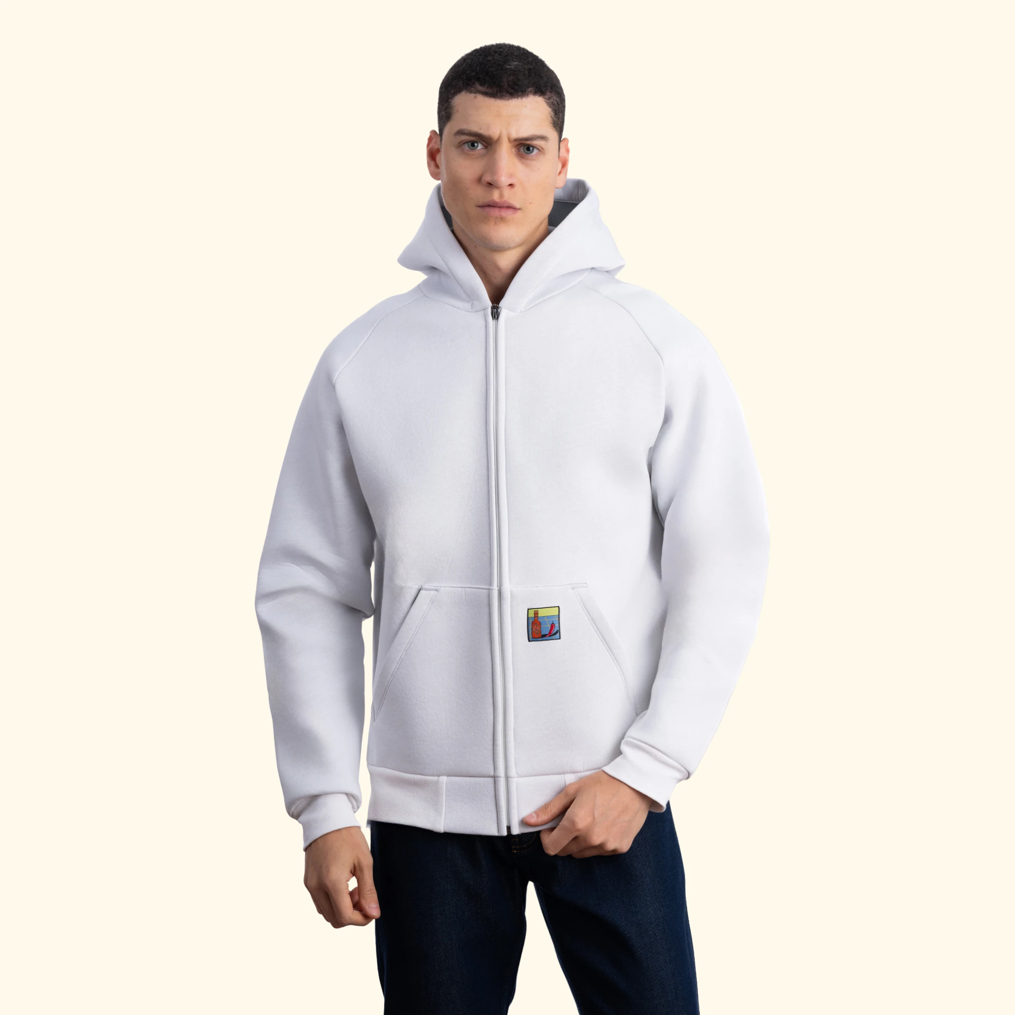 Flok Kapüşonlu Sweatshirt - Ekru