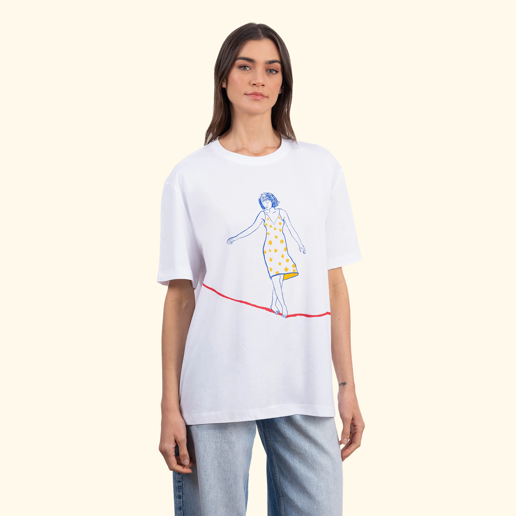 Rope Oversize Beyaz T-Shirt